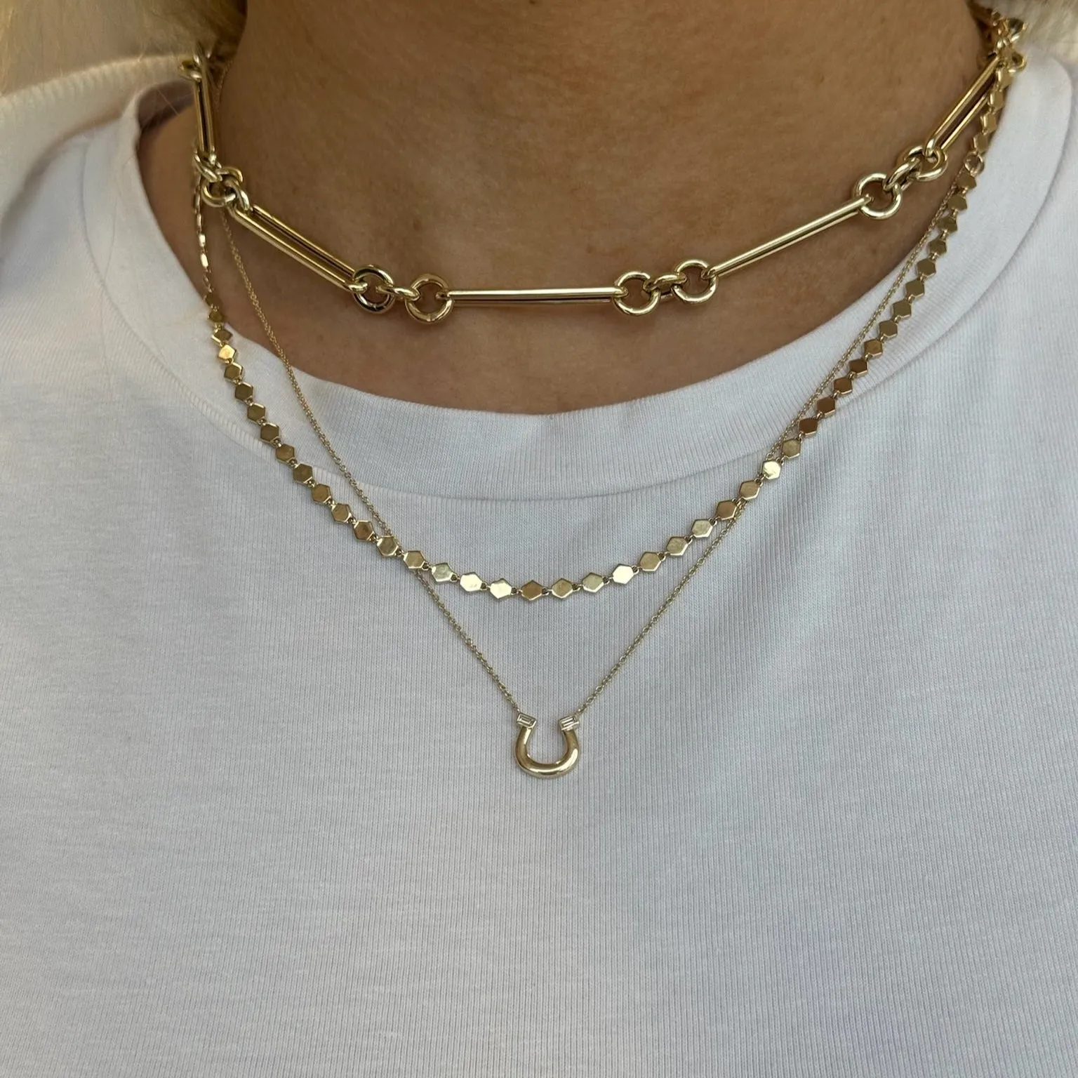 Diamond Baguette Horseshoe Necklace sold by LINDSEY LEIGH JEWELRY product image thumbnail 4