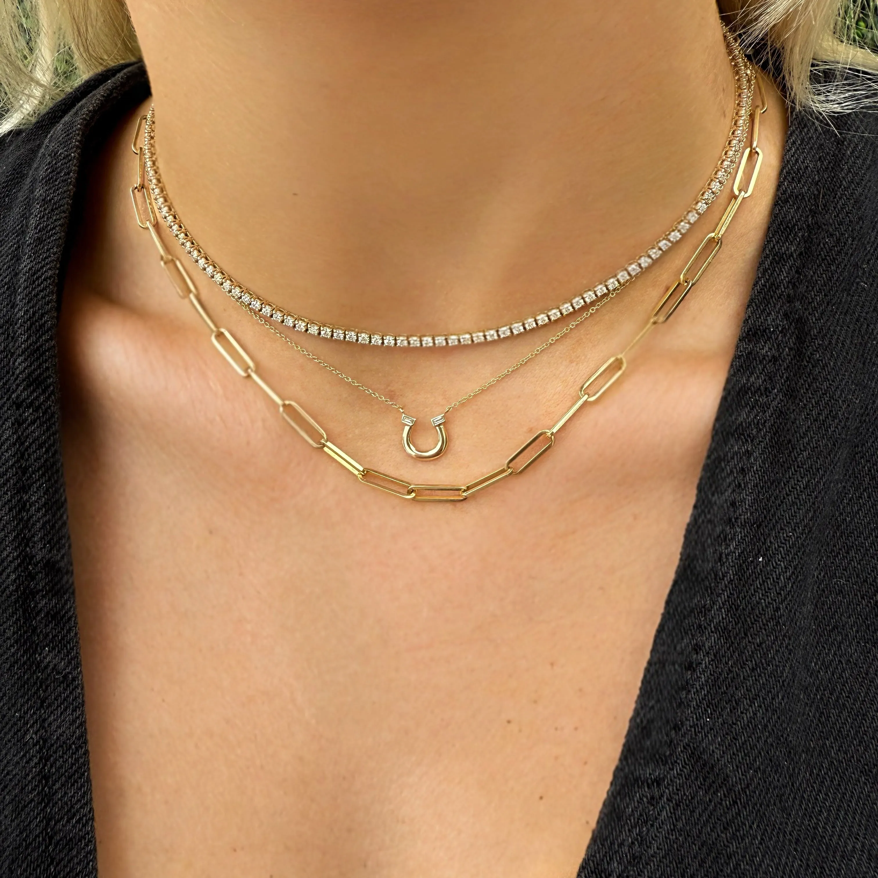 Diamond Baguette Horseshoe Necklace sold by LINDSEY LEIGH JEWELRY product image thumbnail 3