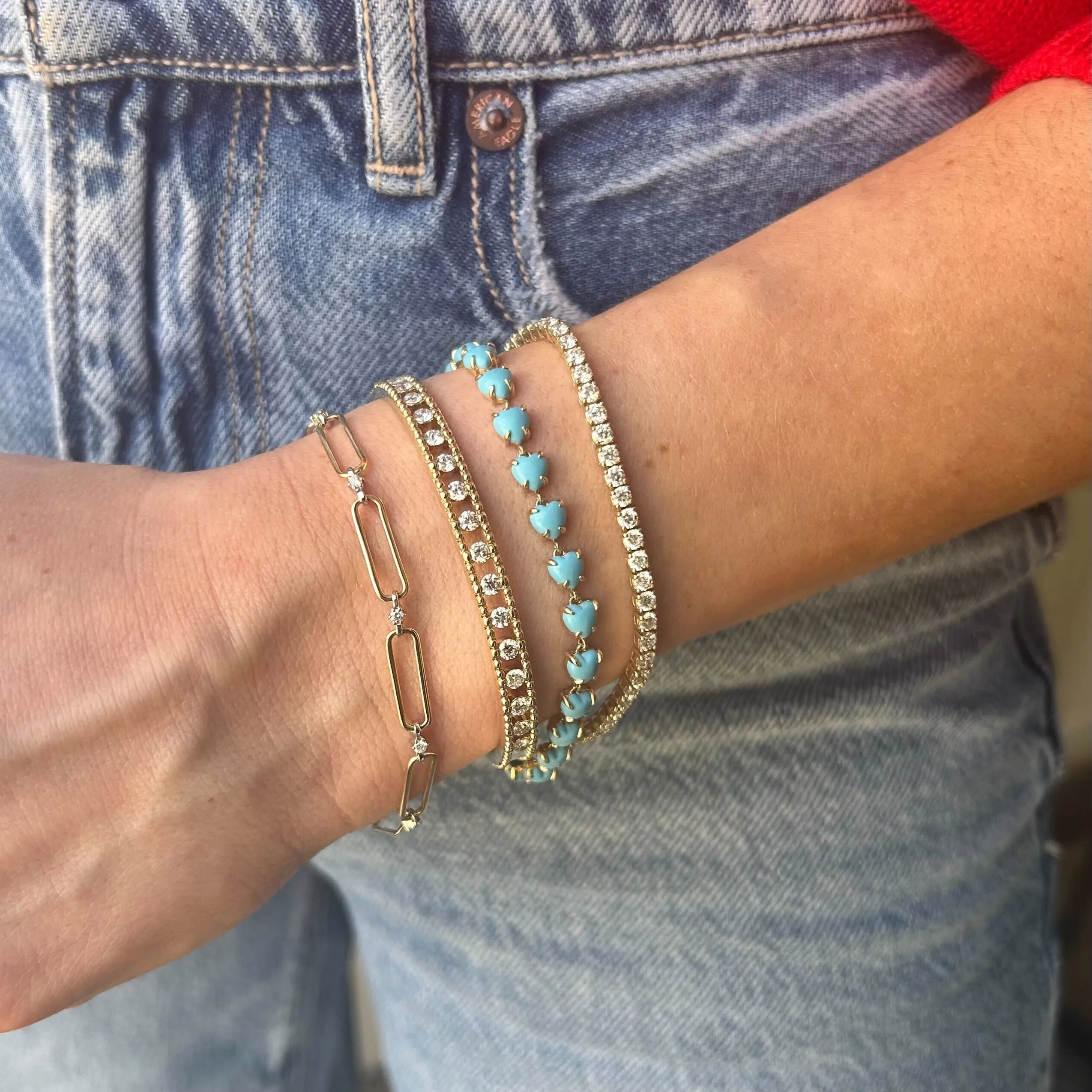 Turquoise Chasing Heart Bracelet sold by LINDSEY LEIGH JEWELRY product image thumbnail 4