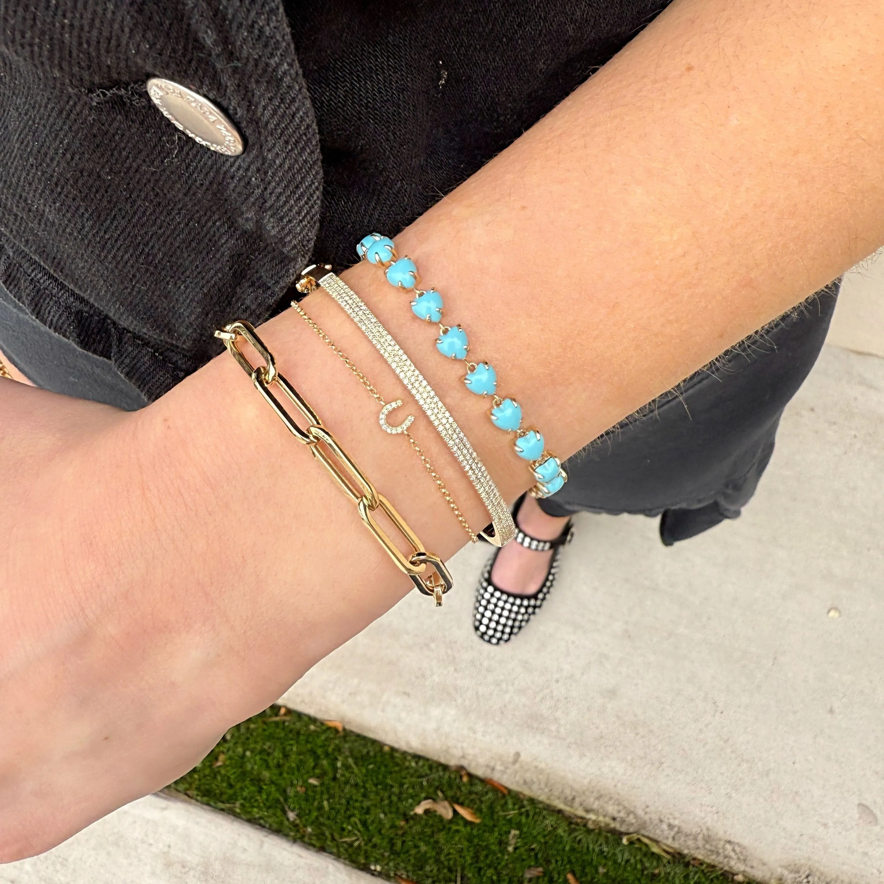 Turquoise Chasing Heart Bracelet sold by LINDSEY LEIGH JEWELRY product image thumbnail 5