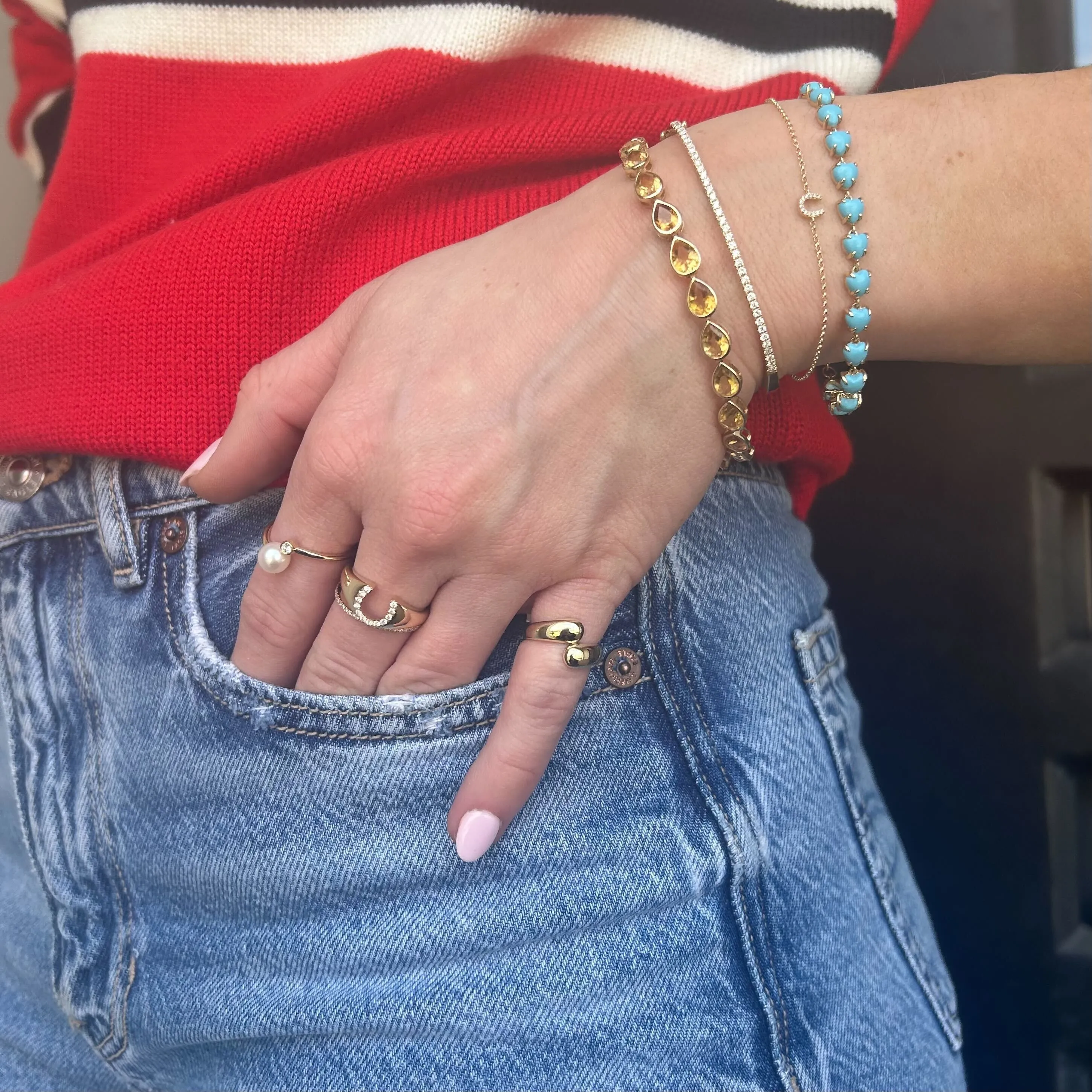 Turquoise Chasing Heart Bracelet sold by LINDSEY LEIGH JEWELRY product image thumbnail 3