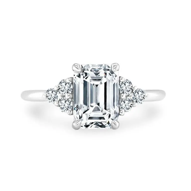 2.55ct Emerald Cut with Round Trio Side Stones sold by LINDSEY LEIGH JEWELRY