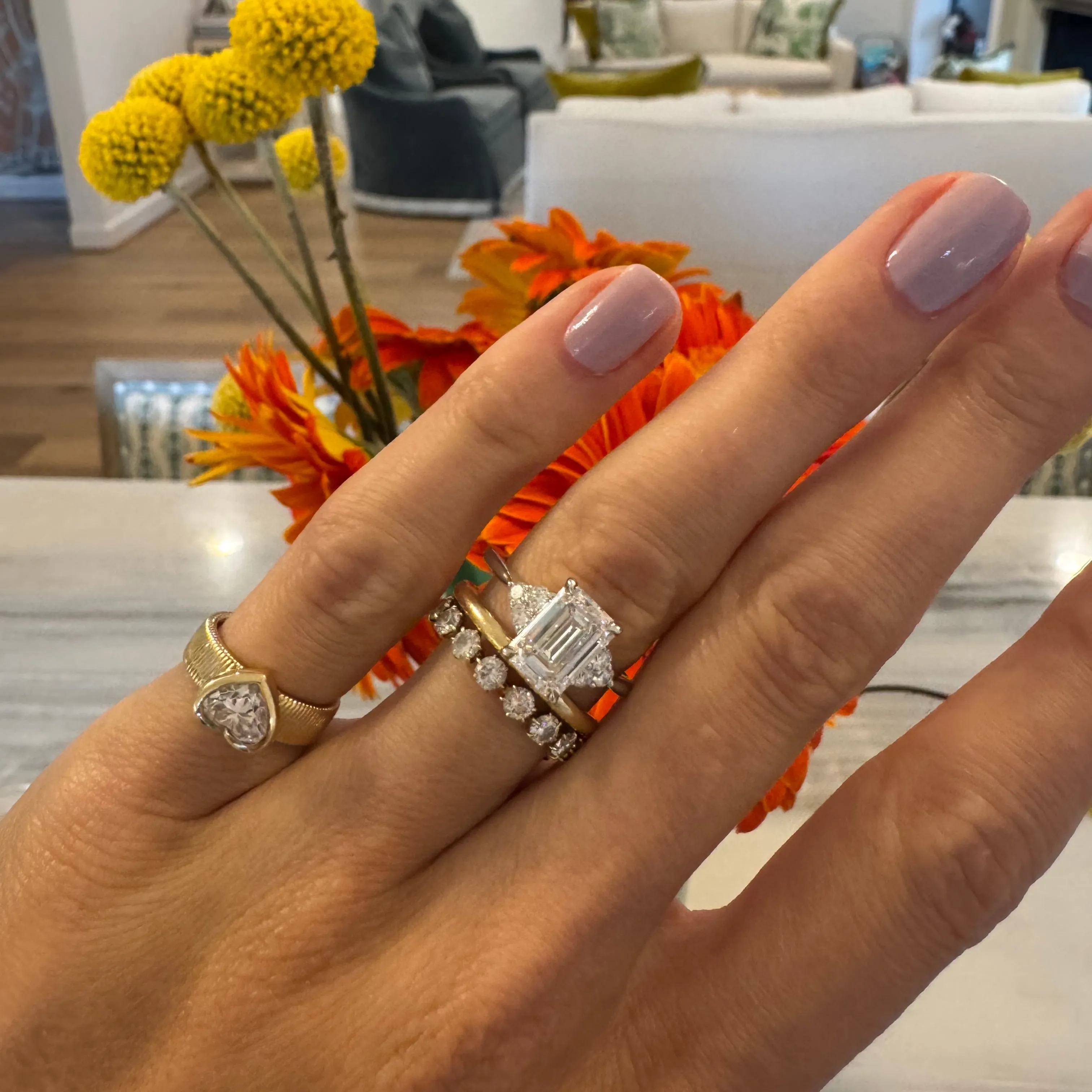 2.55ct Emerald Cut with Round Trio Side Stones sold by LINDSEY LEIGH JEWELRY product image thumbnail 2