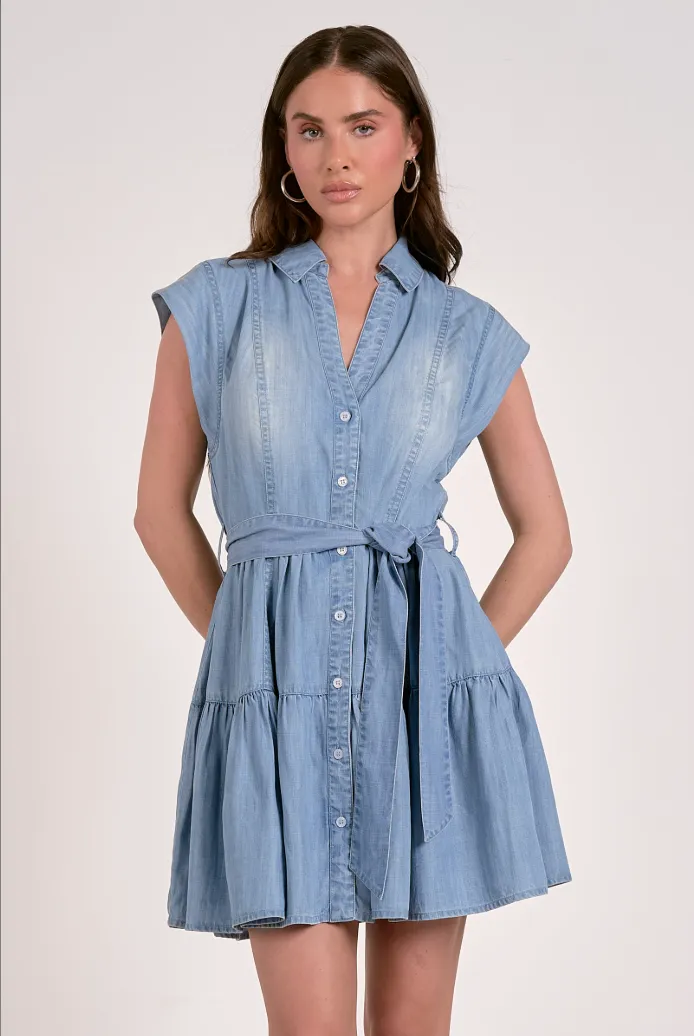 Mia Denim Mini Dress sold by LINDSEY LEIGH JEWELRY product image thumbnail 3