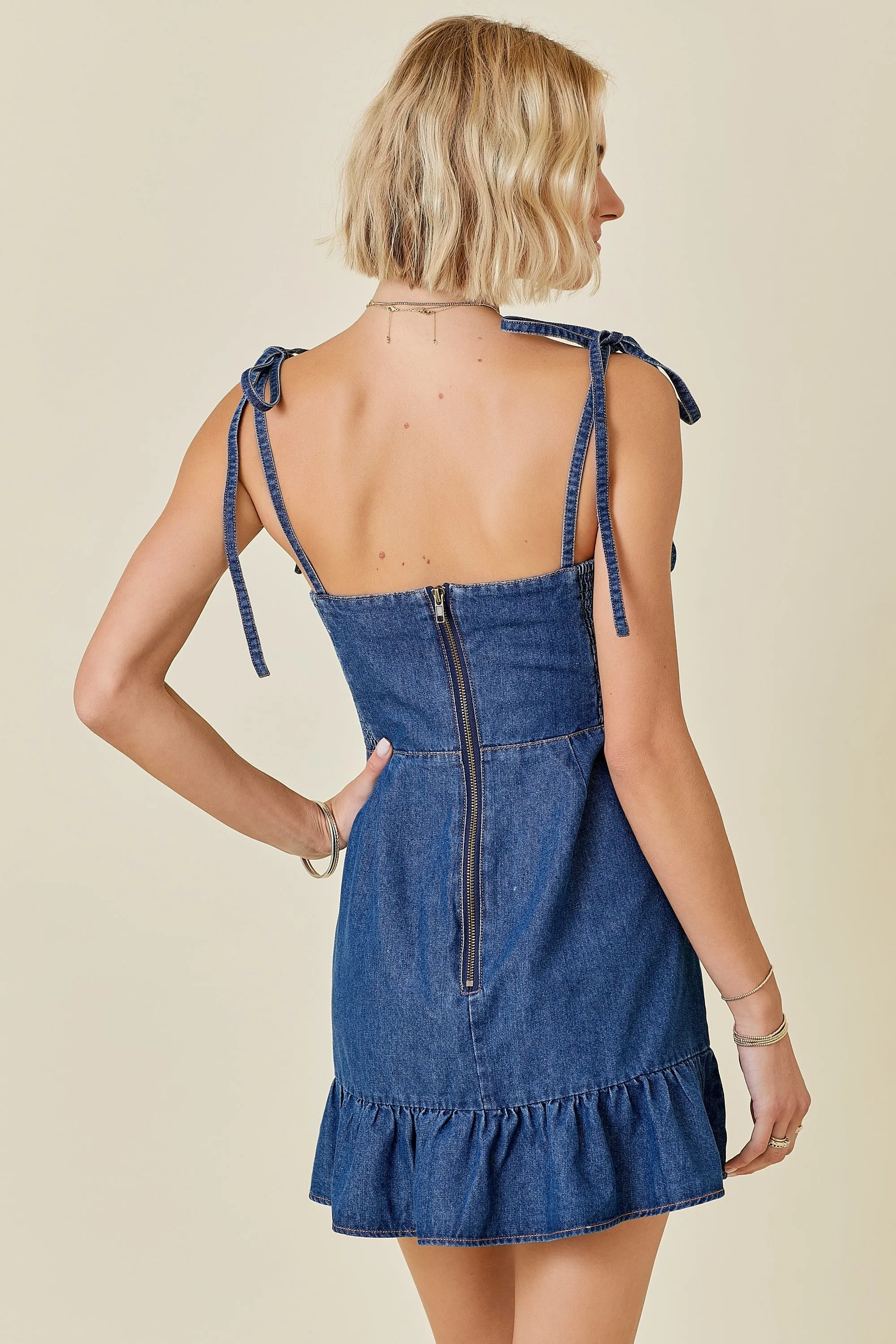 Margot Denim Mini Dress sold by LINDSEY LEIGH JEWELRY product image thumbnail 5