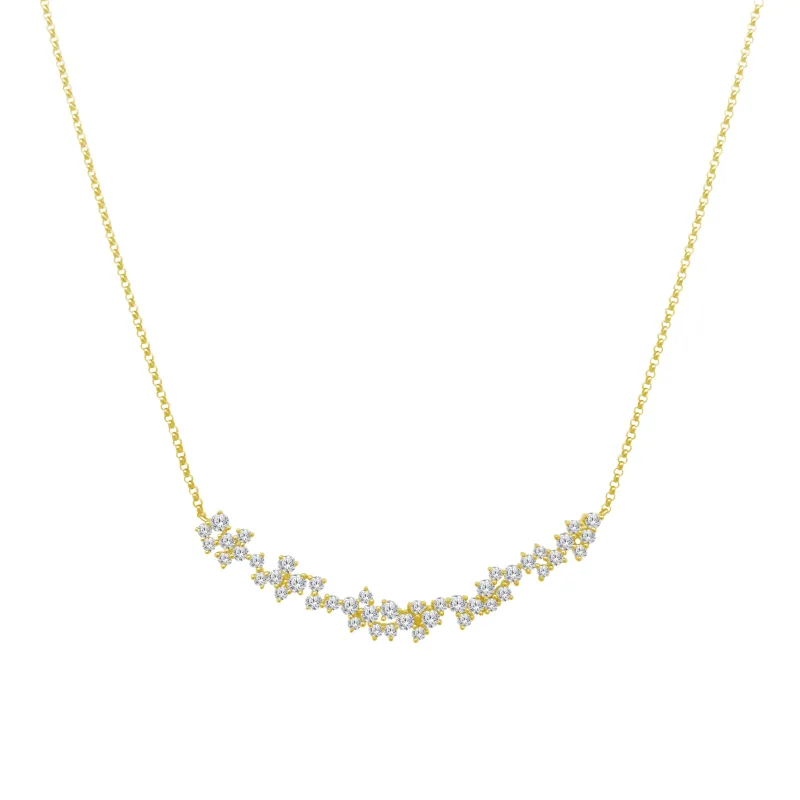 Scattered Diamond Curve Necklace sold by LINDSEY LEIGH JEWELRY