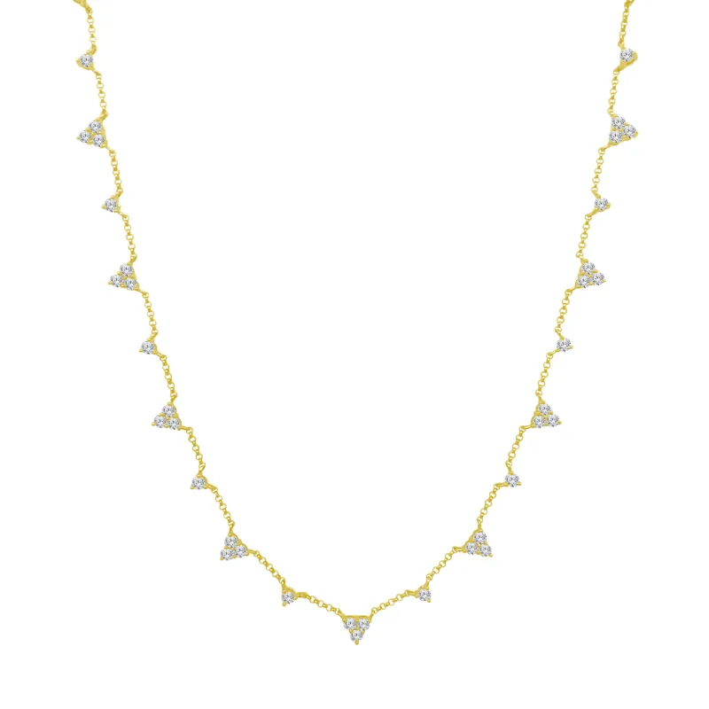 Alternating Round & Diamond Trio Necklace sold by LINDSEY LEIGH JEWELRY