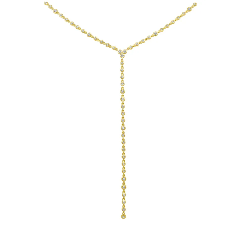 Diamond Bezel Chain Lariat sold by LINDSEY LEIGH JEWELRY