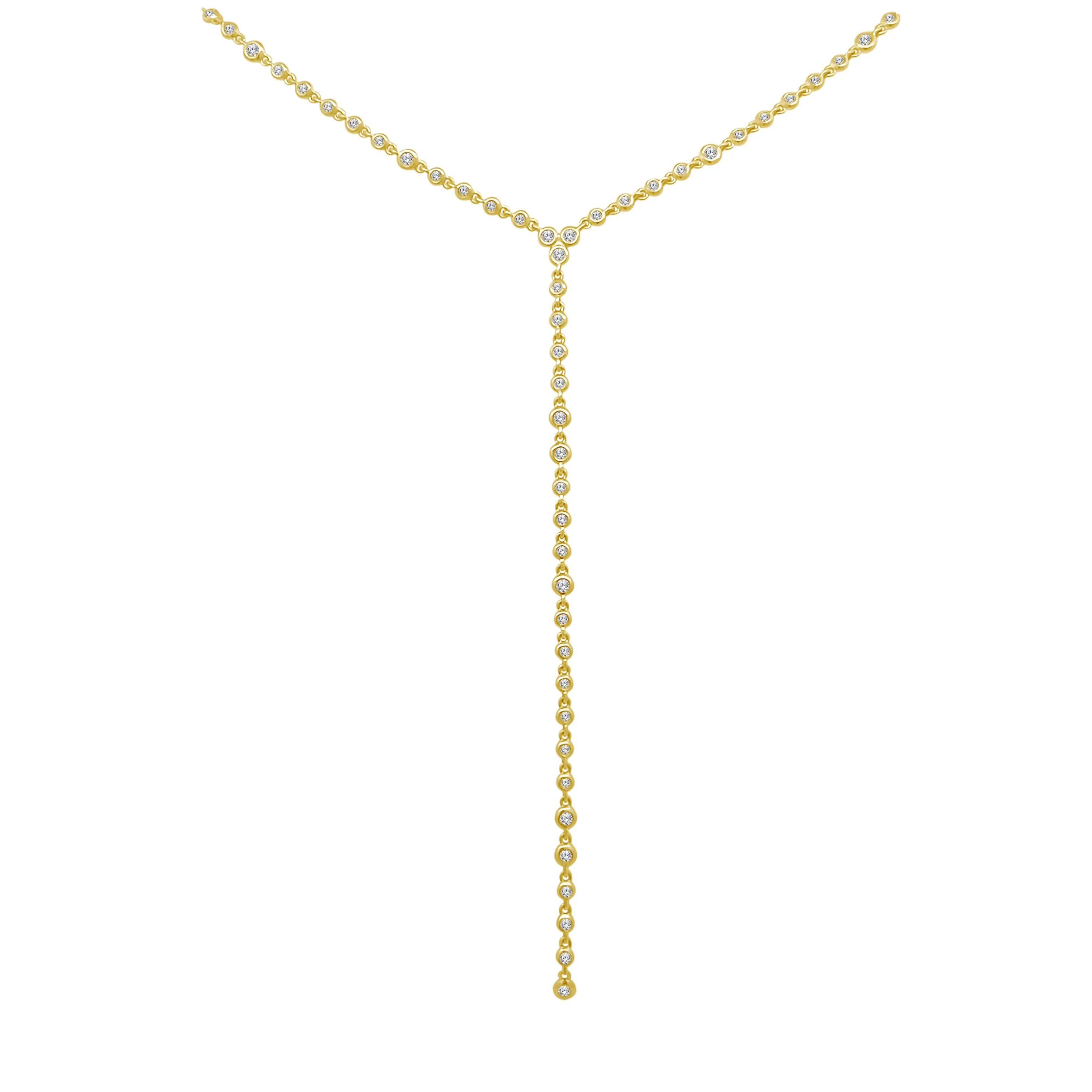 Diamond Bezel Chain Lariat sold by LINDSEY LEIGH JEWELRY
