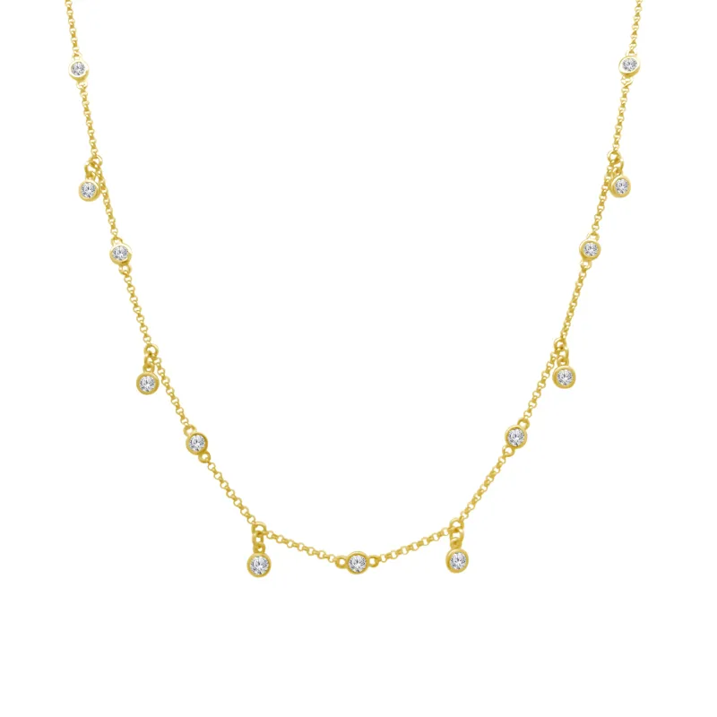 Diamond Bezel Station Necklace sold by LINDSEY LEIGH JEWELRY