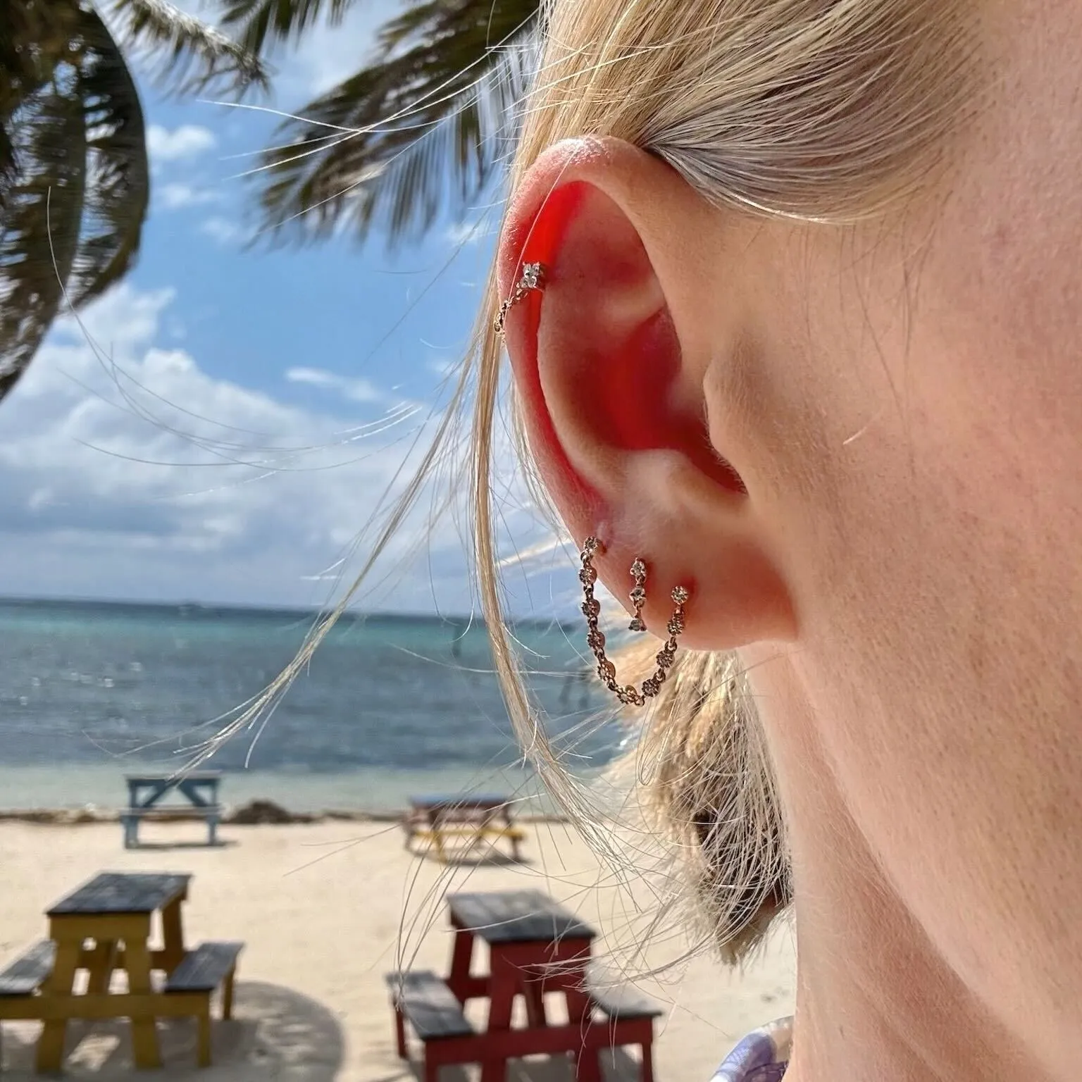 Triple Diamond Dangle Stud sold by LINDSEY LEIGH JEWELRY product image thumbnail 3