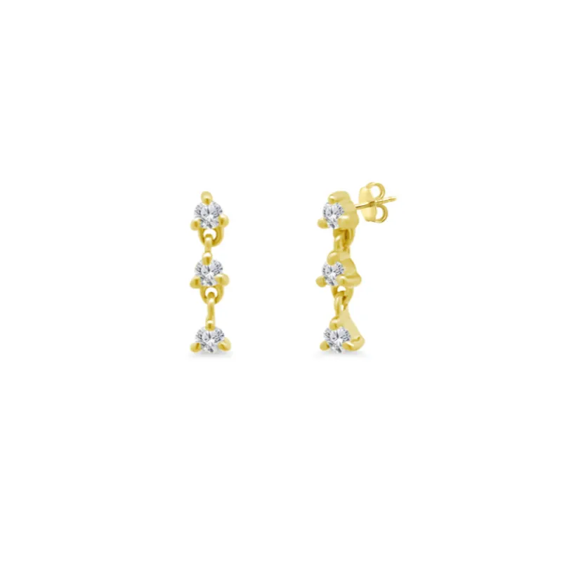 Triple Diamond Dangle Stud sold by LINDSEY LEIGH JEWELRY