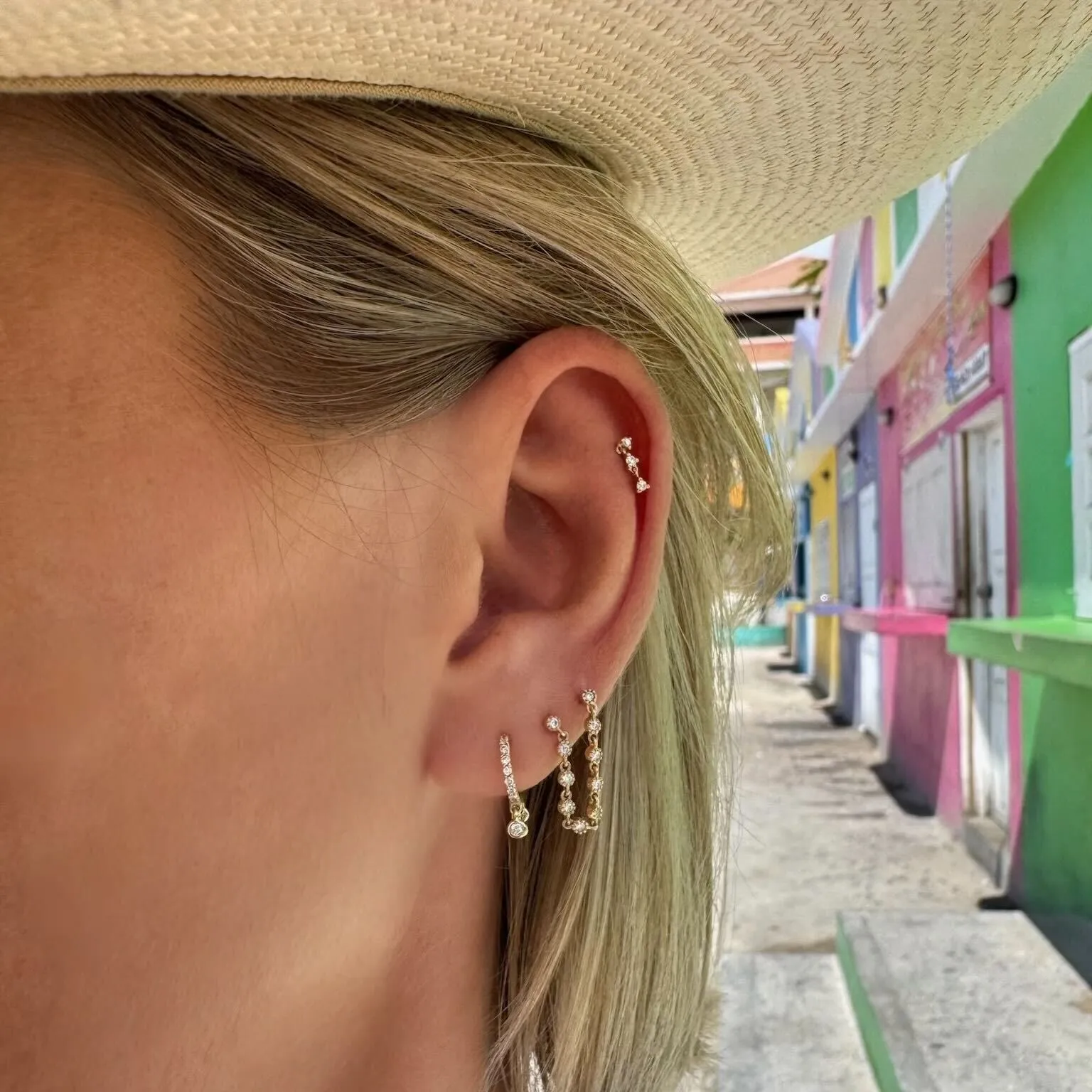 Triple Diamond Dangle Stud sold by LINDSEY LEIGH JEWELRY product image thumbnail 4