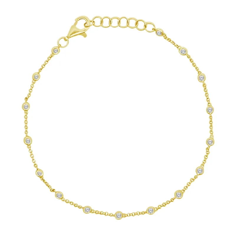 Petite Diamond Bezel Station Bracelet sold by LINDSEY LEIGH JEWELRY