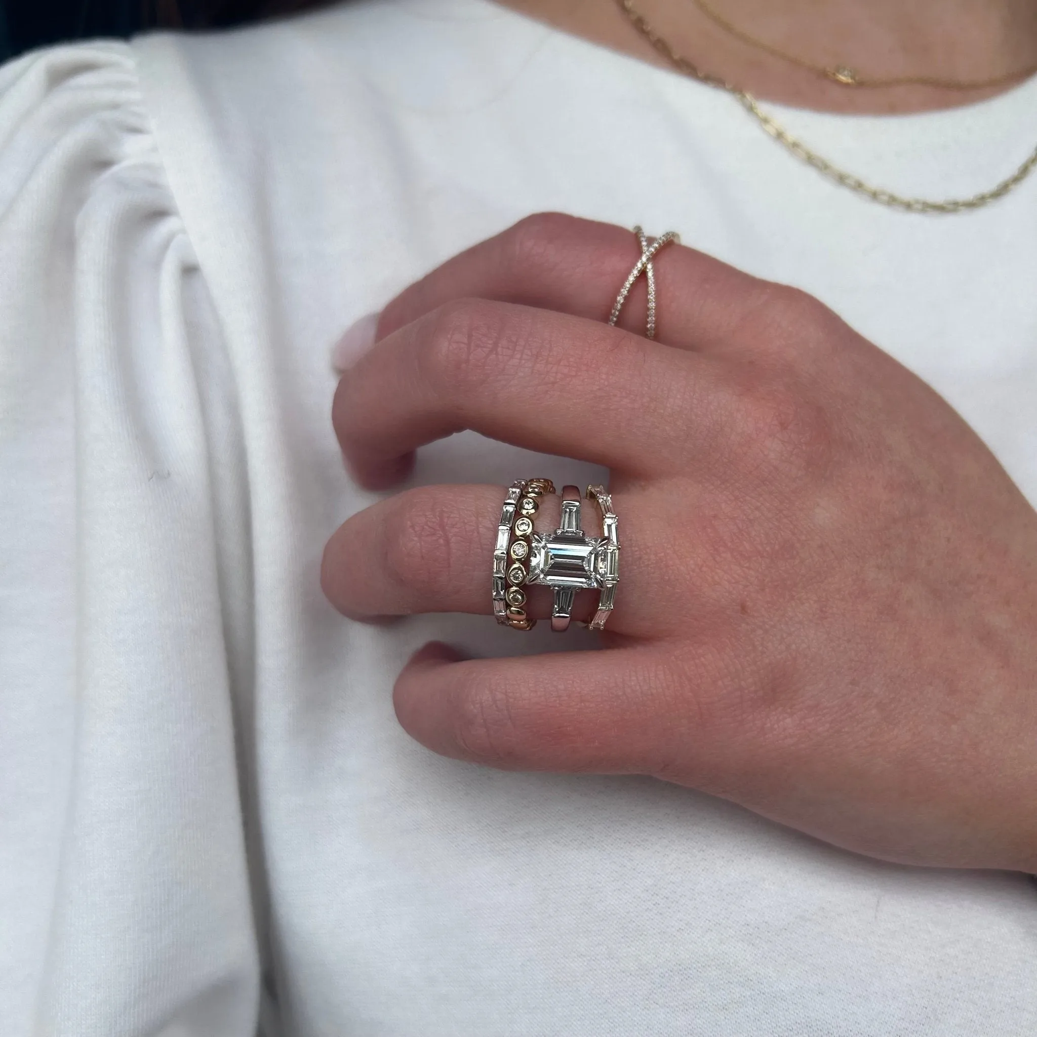 2.01ct Emerald Cut Diamond with Tapered Baguettes sold by LINDSEY LEIGH JEWELRY product image thumbnail 3