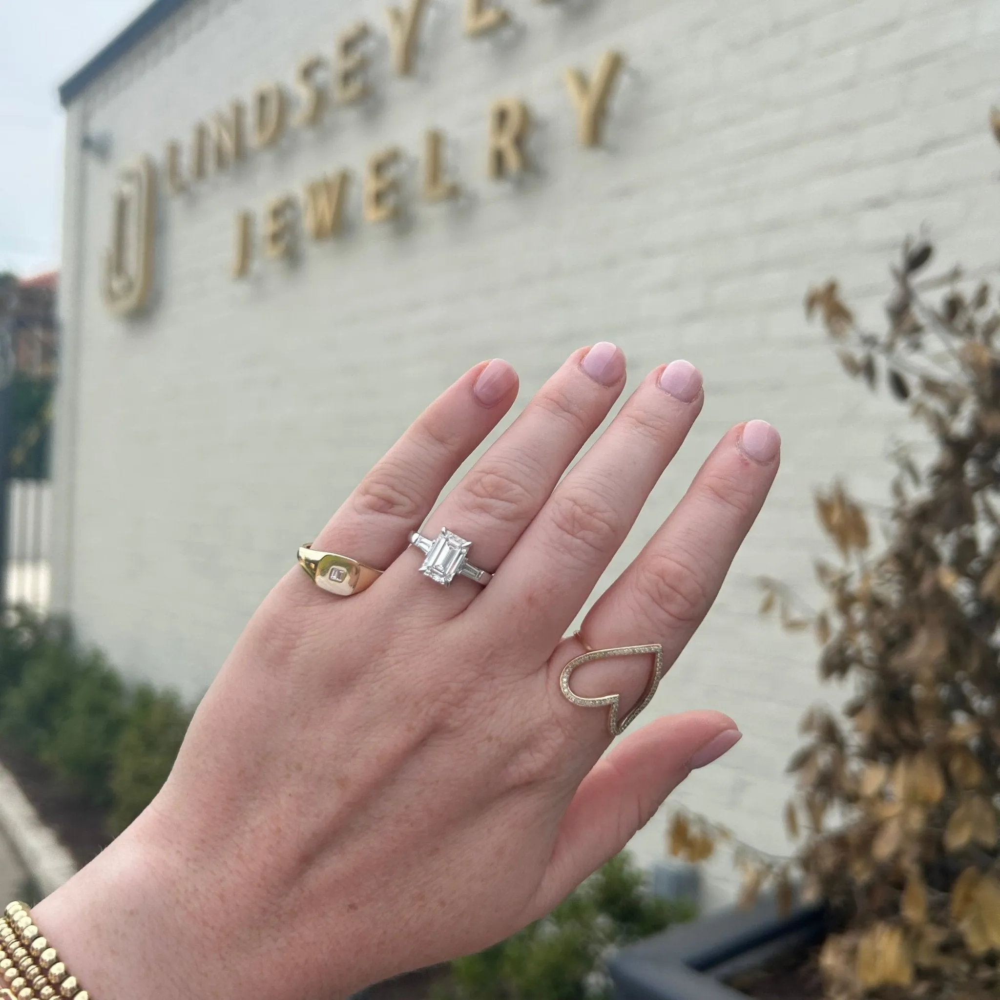 2.01ct Emerald Cut Diamond with Tapered Baguettes sold by LINDSEY LEIGH JEWELRY product image thumbnail 4