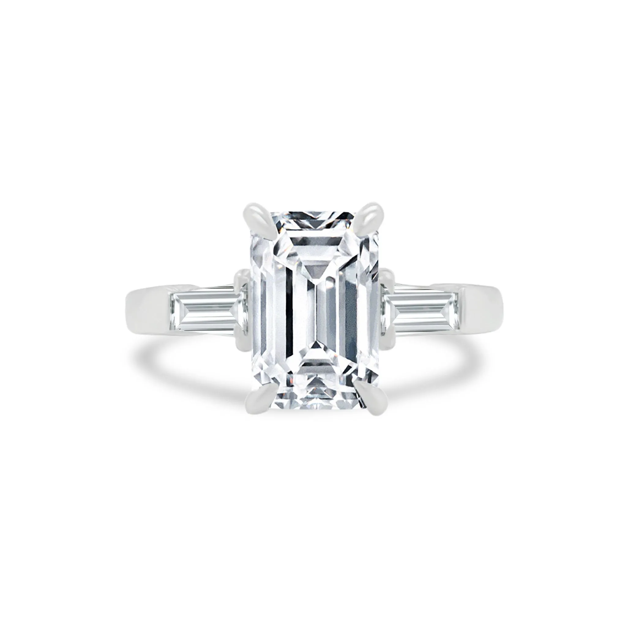 2.01ct Emerald Cut Diamond with Tapered Baguettes sold by LINDSEY LEIGH JEWELRY