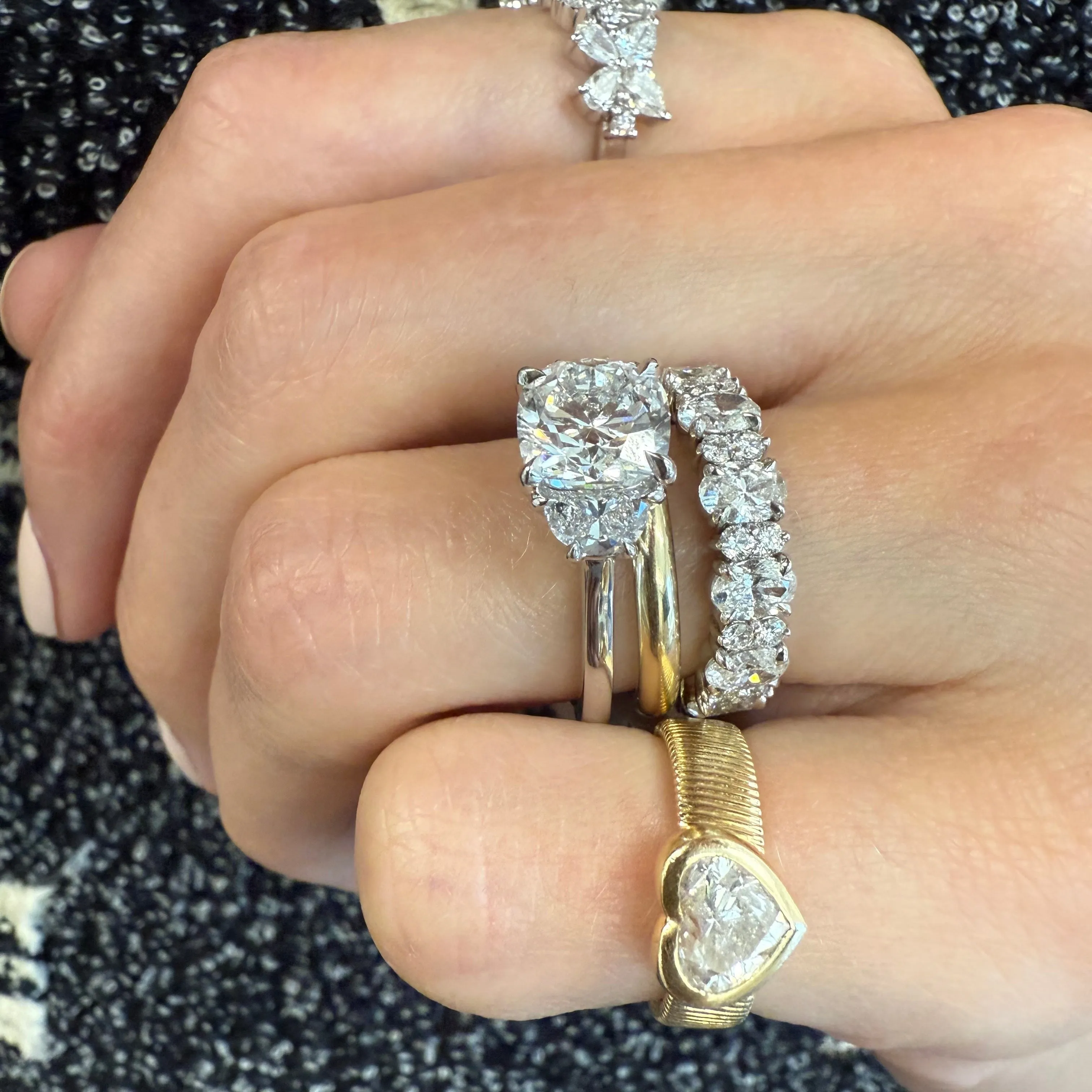 2.67ct Cushion with Half Moon Side Stones sold by LINDSEY LEIGH JEWELRY product image thumbnail 3