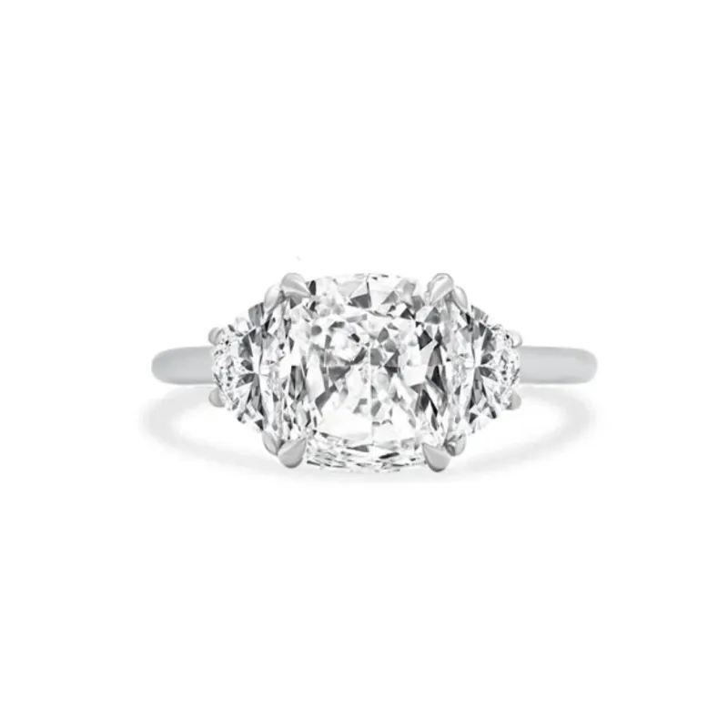 2.67ct Cushion with Half Moon Side Stones sold by LINDSEY LEIGH JEWELRY