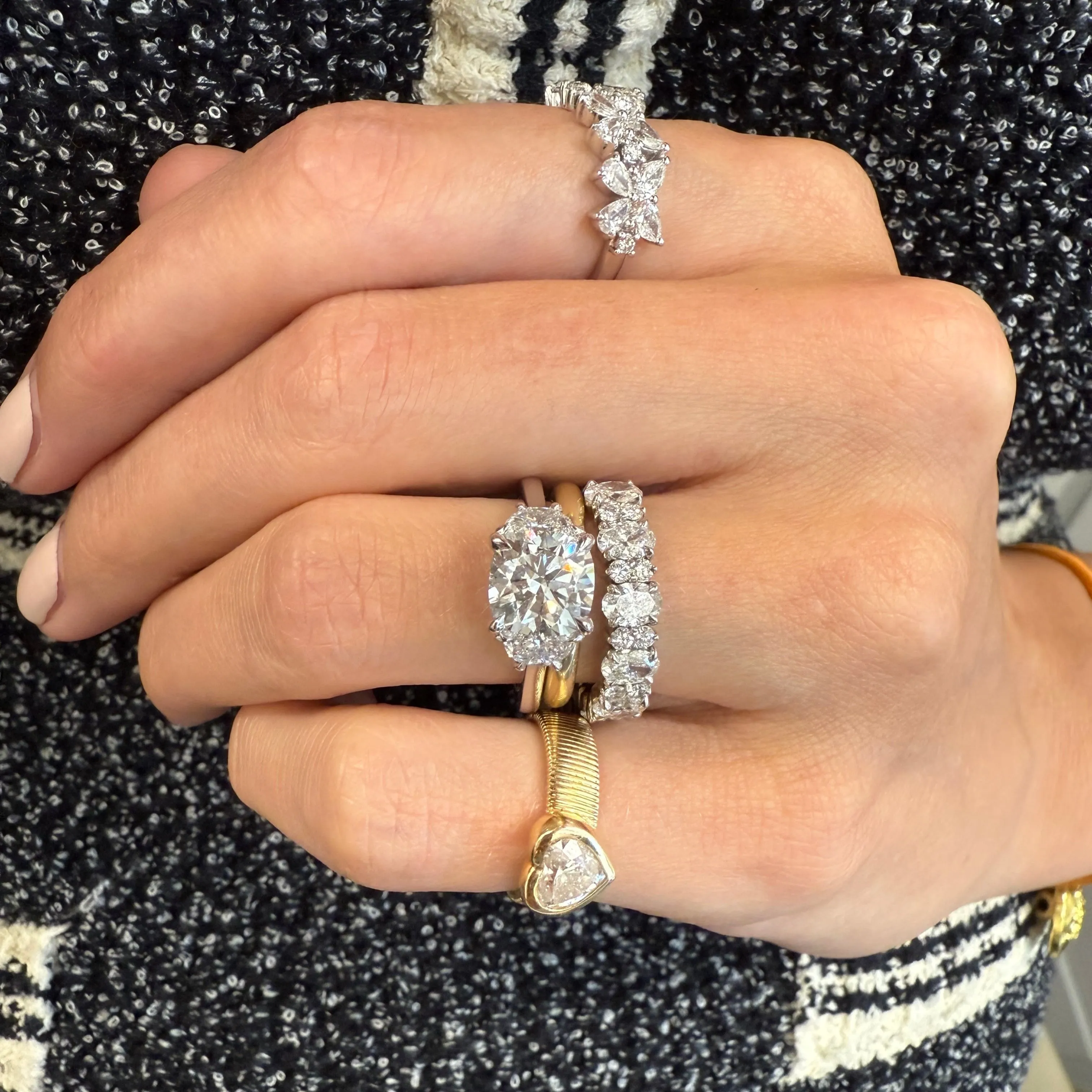 2.67ct Cushion with Half Moon Side Stones sold by LINDSEY LEIGH JEWELRY product image thumbnail 2