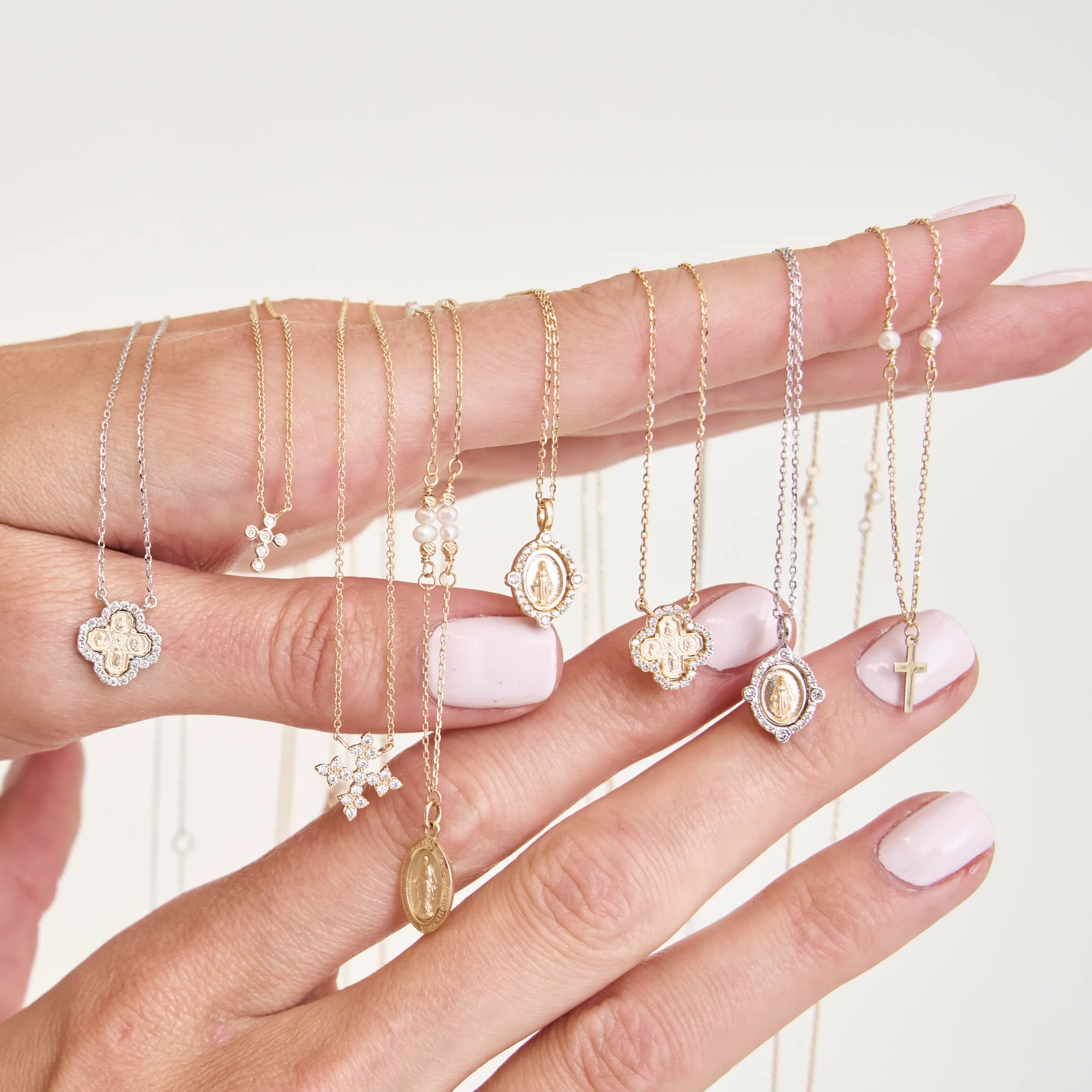 Pearl Station & Gold Miraculous Medal sold by LINDSEY LEIGH JEWELRY product image thumbnail 5