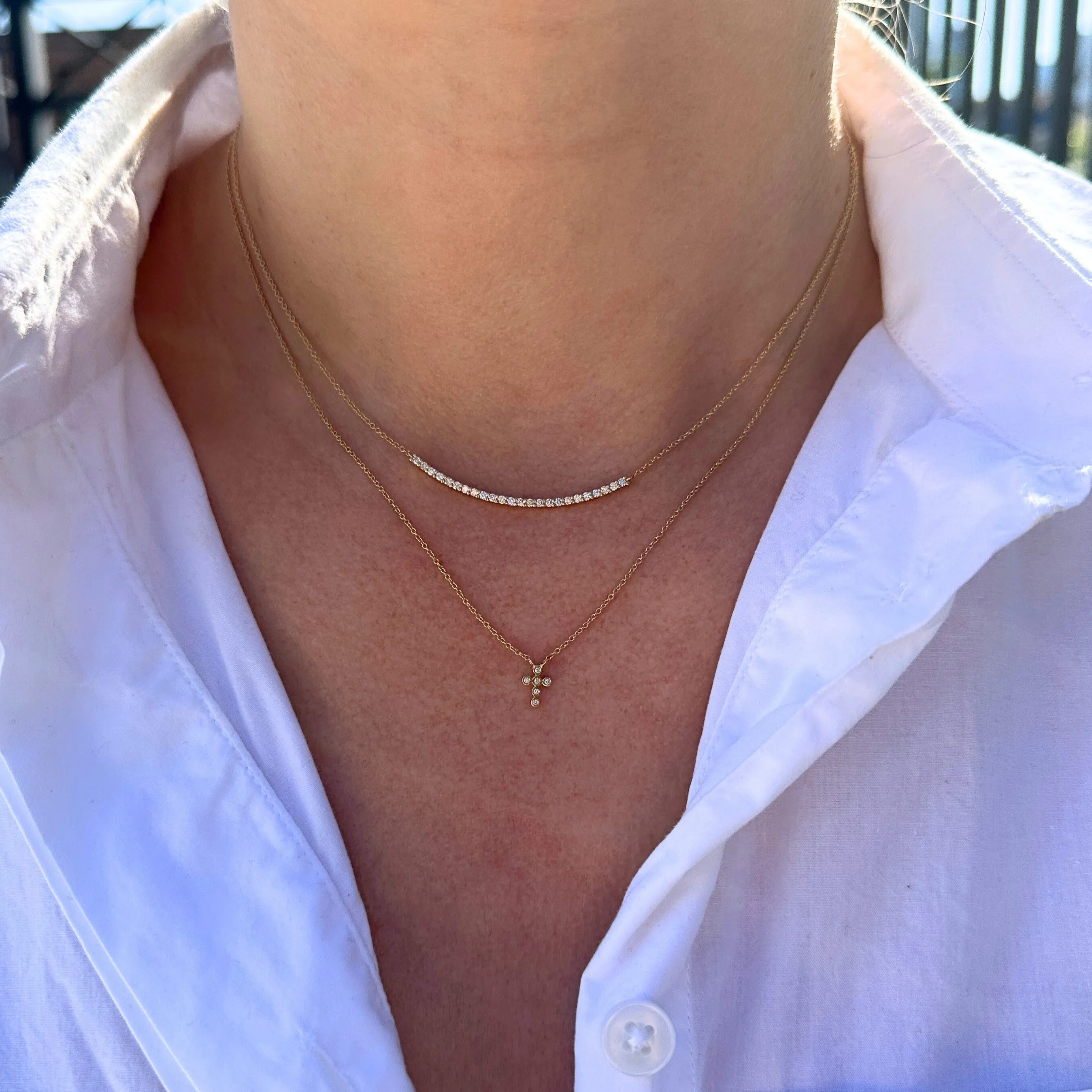 Bezel Diamond Cross Necklace sold by LINDSEY LEIGH JEWELRY product image thumbnail 2