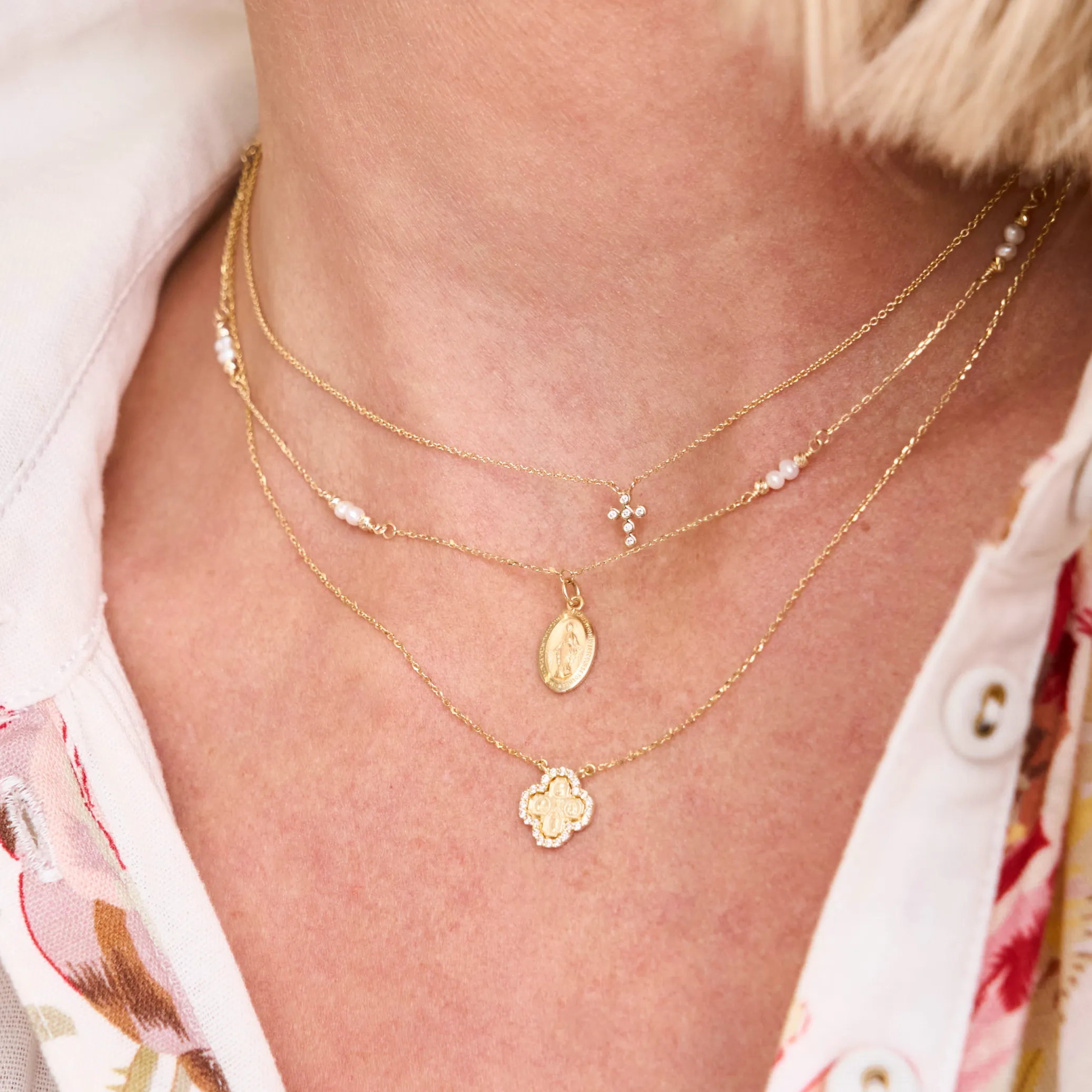 Bezel Diamond Cross Necklace sold by LINDSEY LEIGH JEWELRY product image thumbnail 3