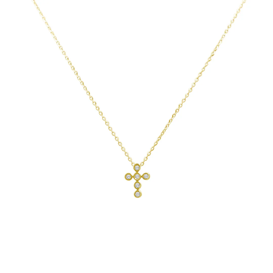 Bezel Diamond Cross Necklace sold by LINDSEY LEIGH JEWELRY