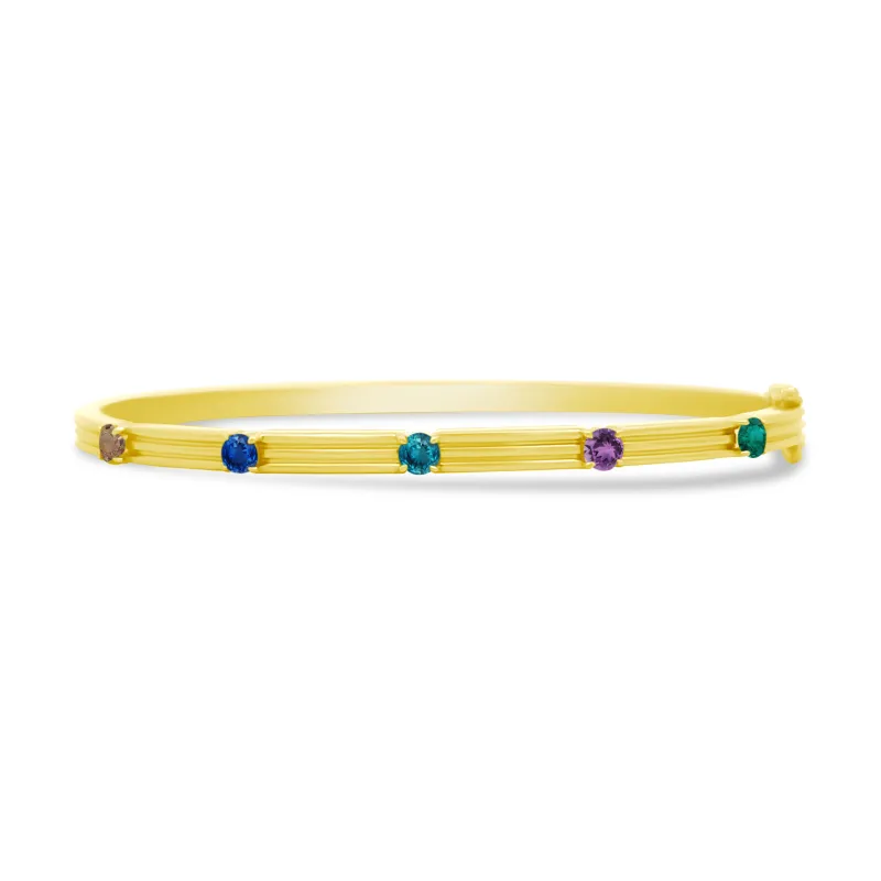 Triple Row Birthstone Station Bangle sold by LINDSEY LEIGH JEWELRY