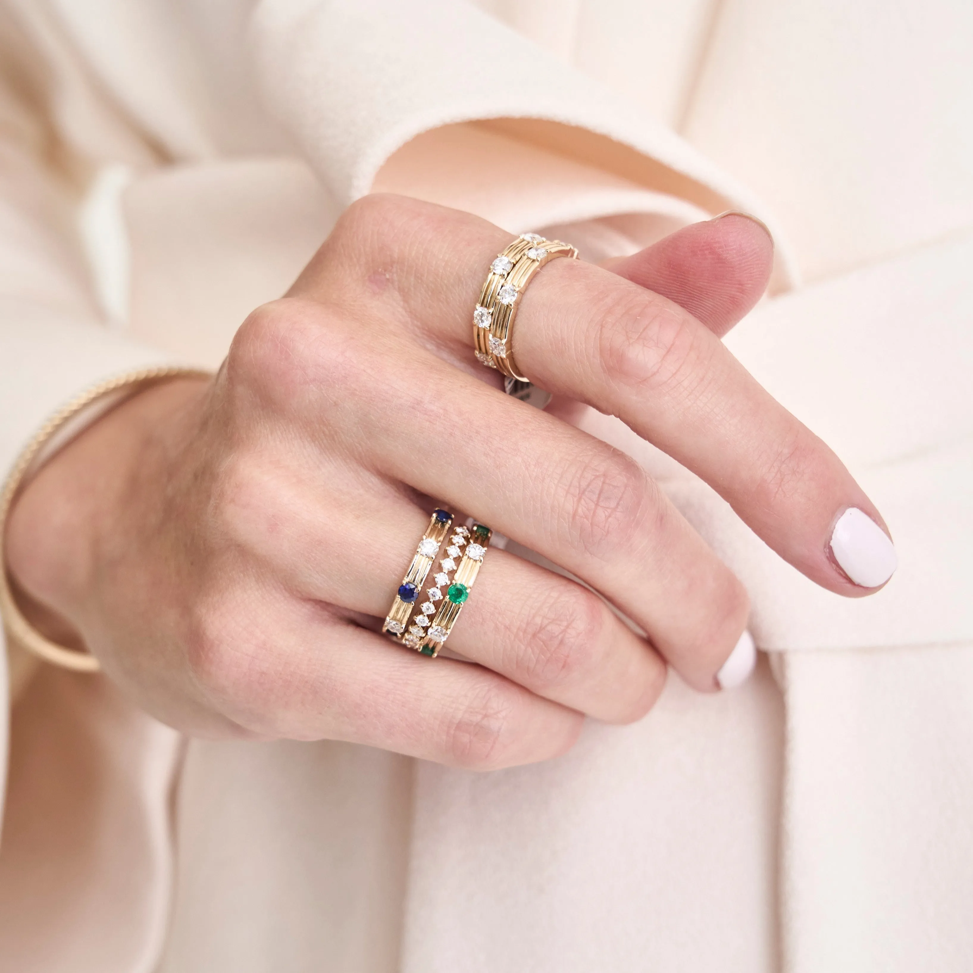 Triple Row Birthstone Station Band sold by LINDSEY LEIGH JEWELRY product image thumbnail 2