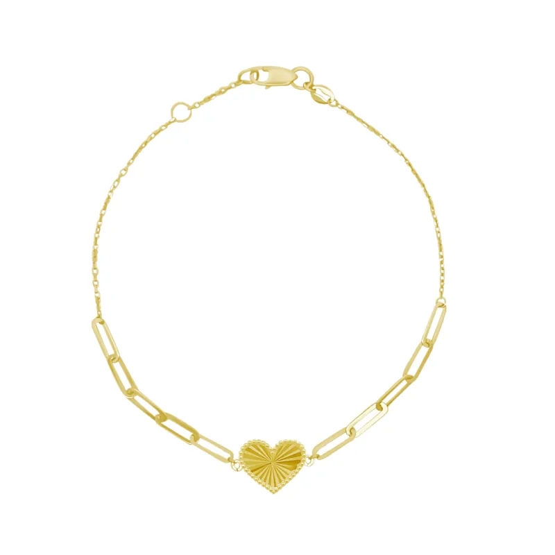 Beaded Border Heart & Paper Clip Bracelet sold by LINDSEY LEIGH JEWELRY