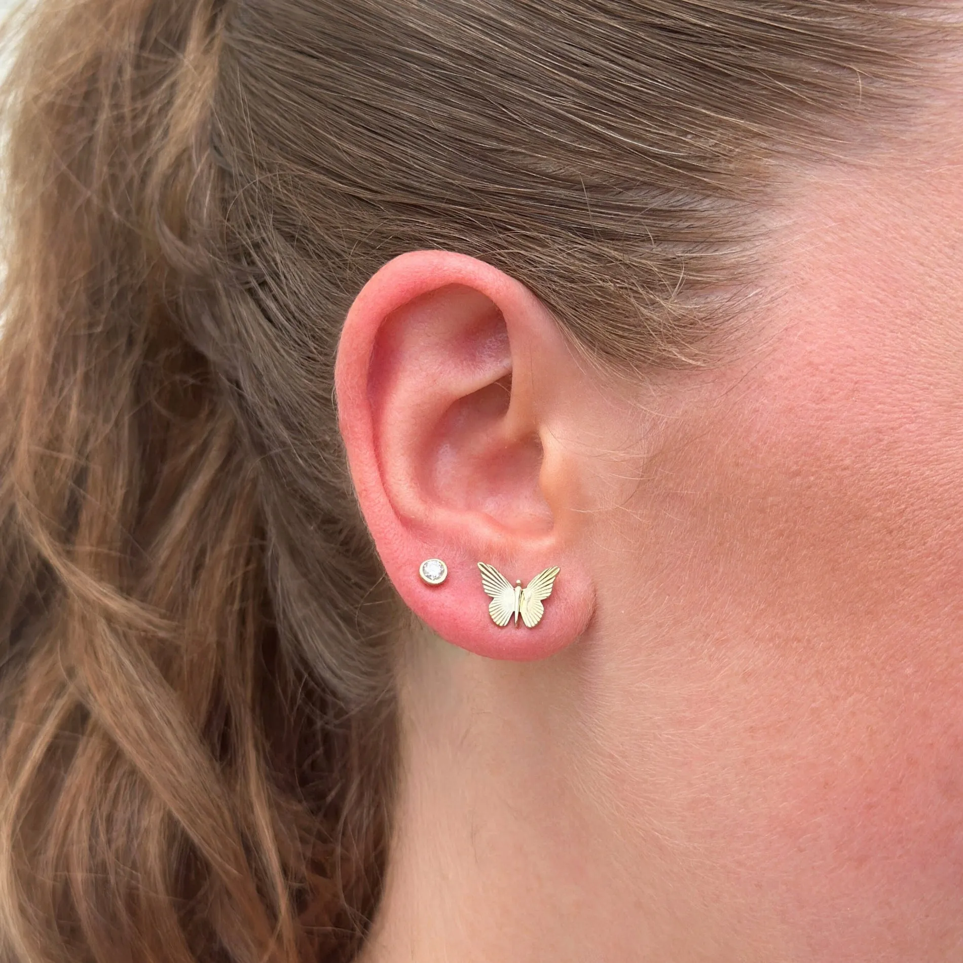 Large Fluted Butterfly Studs sold by LINDSEY LEIGH JEWELRY product image thumbnail 3