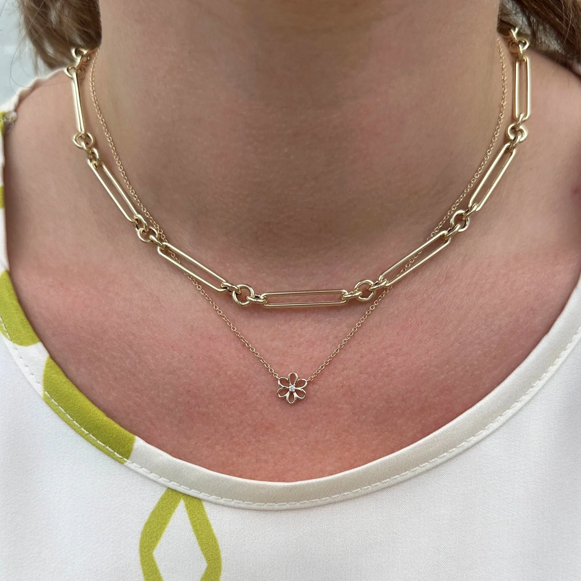 Gold & Diamond Flower Necklace sold by LINDSEY LEIGH JEWELRY product image thumbnail 4