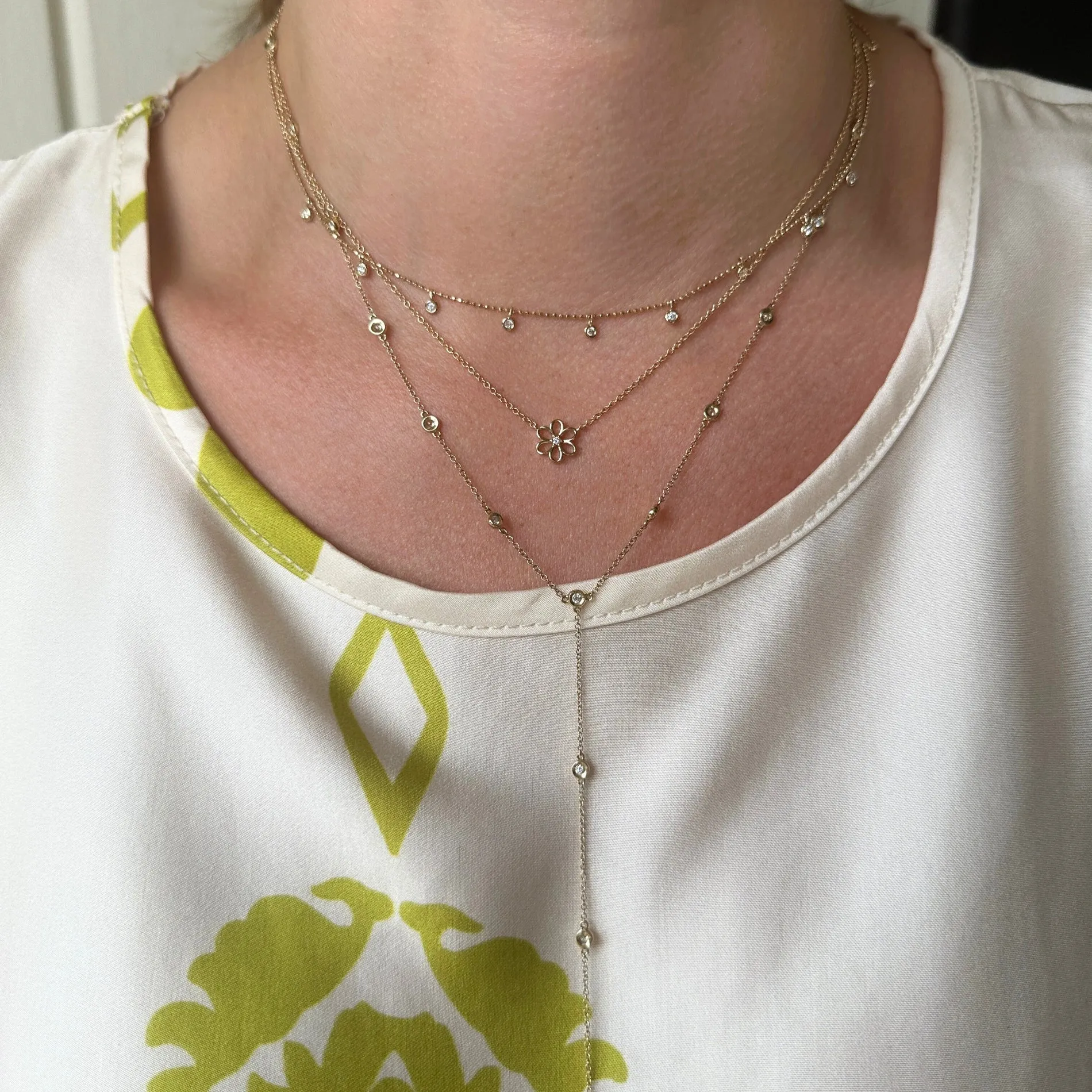 Gold & Diamond Flower Necklace sold by LINDSEY LEIGH JEWELRY product image thumbnail 3