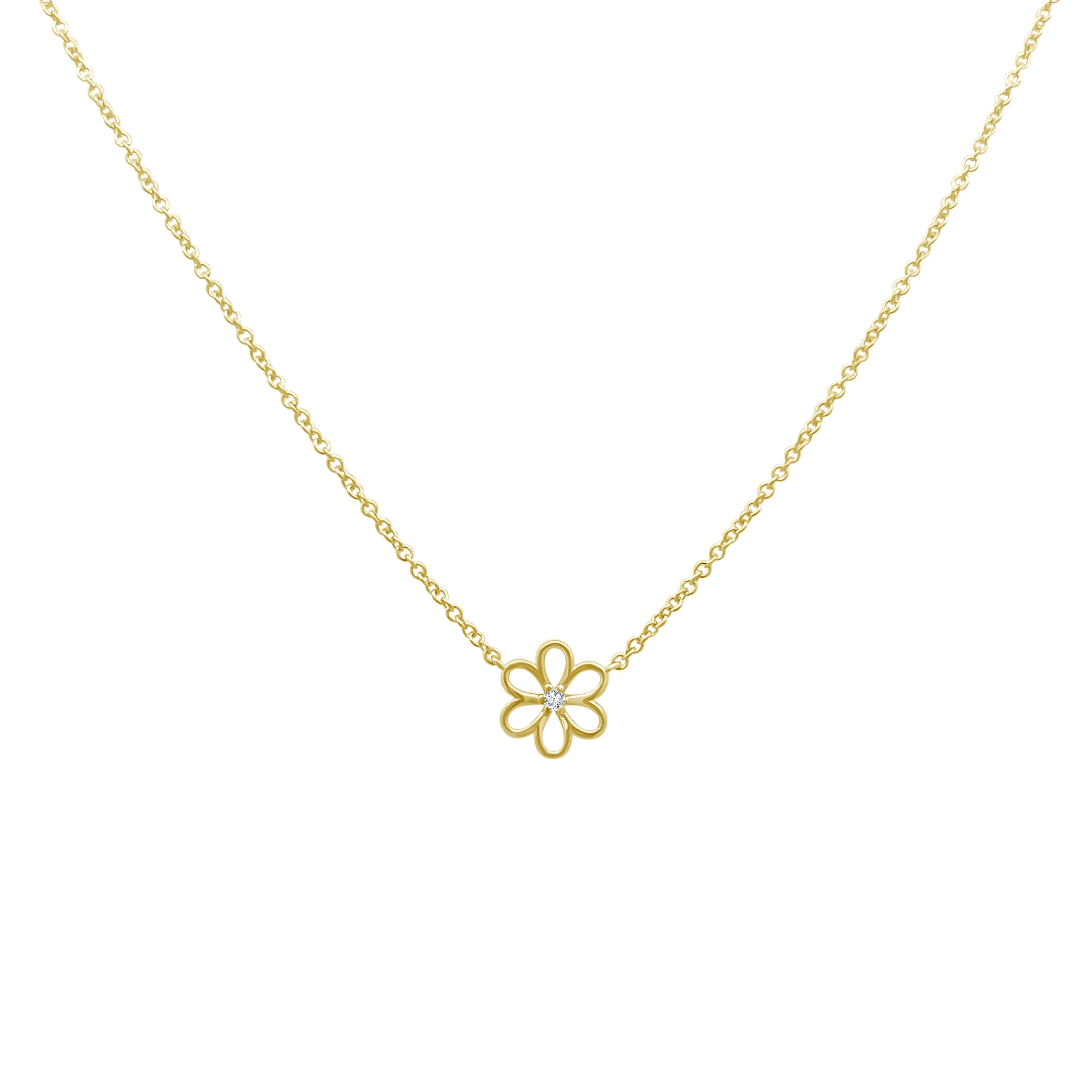 Gold & Diamond Flower Necklace sold by LINDSEY LEIGH JEWELRY