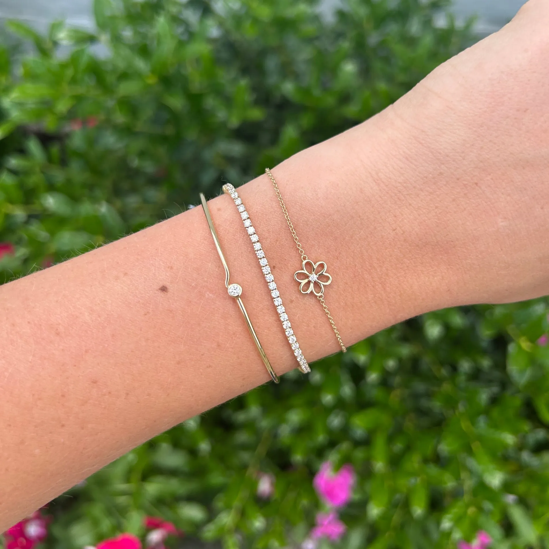 Gold & Diamond Flower Bracelet sold by LINDSEY LEIGH JEWELRY product image thumbnail 3