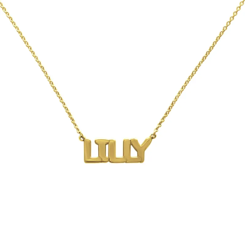 Gold Bubbly Name Necklace sold by LINDSEY LEIGH JEWELRY