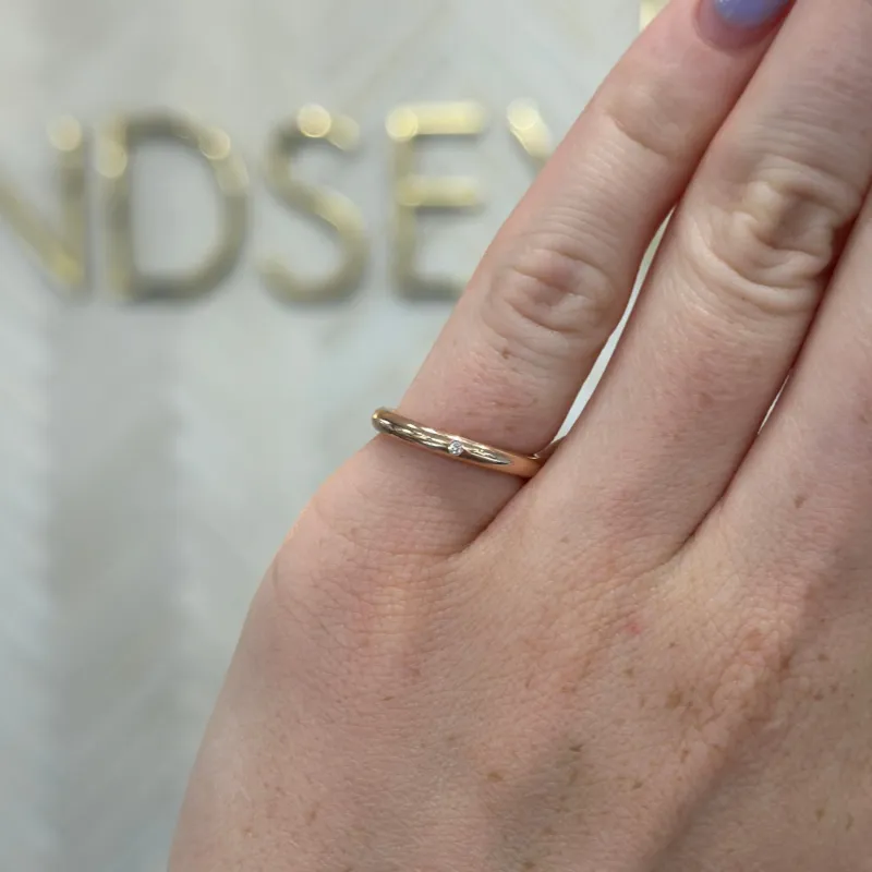 Rose Gold Compass Diamond Inlay Band sold by LINDSEY LEIGH JEWELRY