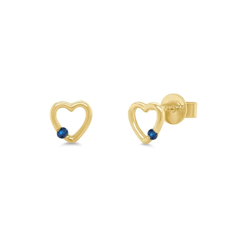 Open Heart Single Gemstone Studs sold by LINDSEY LEIGH JEWELRY