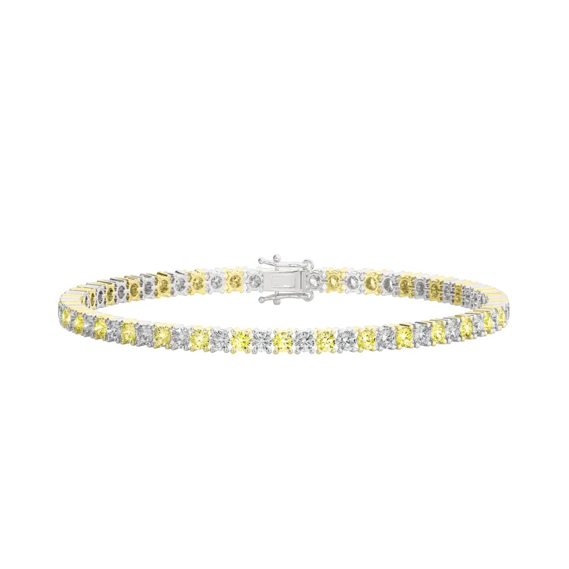 Alternating Yellow and White Diamond Lab Tennis Bracelet sold by LINDSEY LEIGH JEWELRY