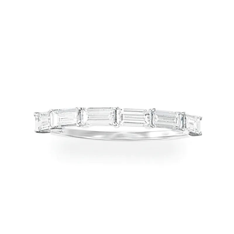 Sample Sale Diamond Baguette Halfway Band in Platinum sold by LINDSEY LEIGH JEWELRY