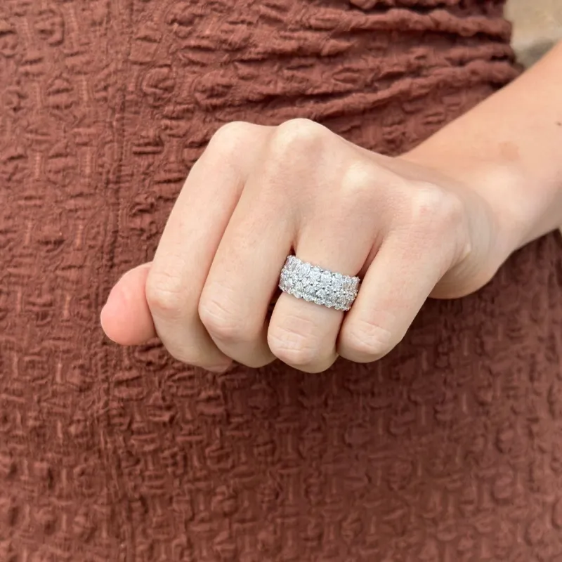 Pear and Round Lab-Grown Diamond Illusion Band sold by LINDSEY LEIGH JEWELRY