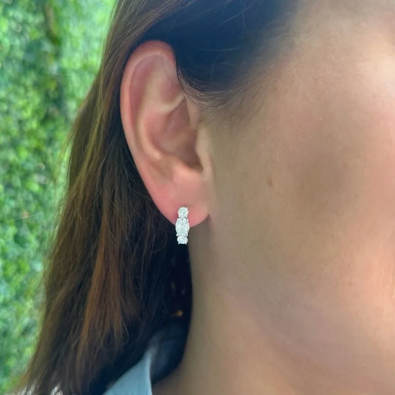 Double Round and Oval Lab-Grown Diamond Huggies sold by LINDSEY LEIGH JEWELRY