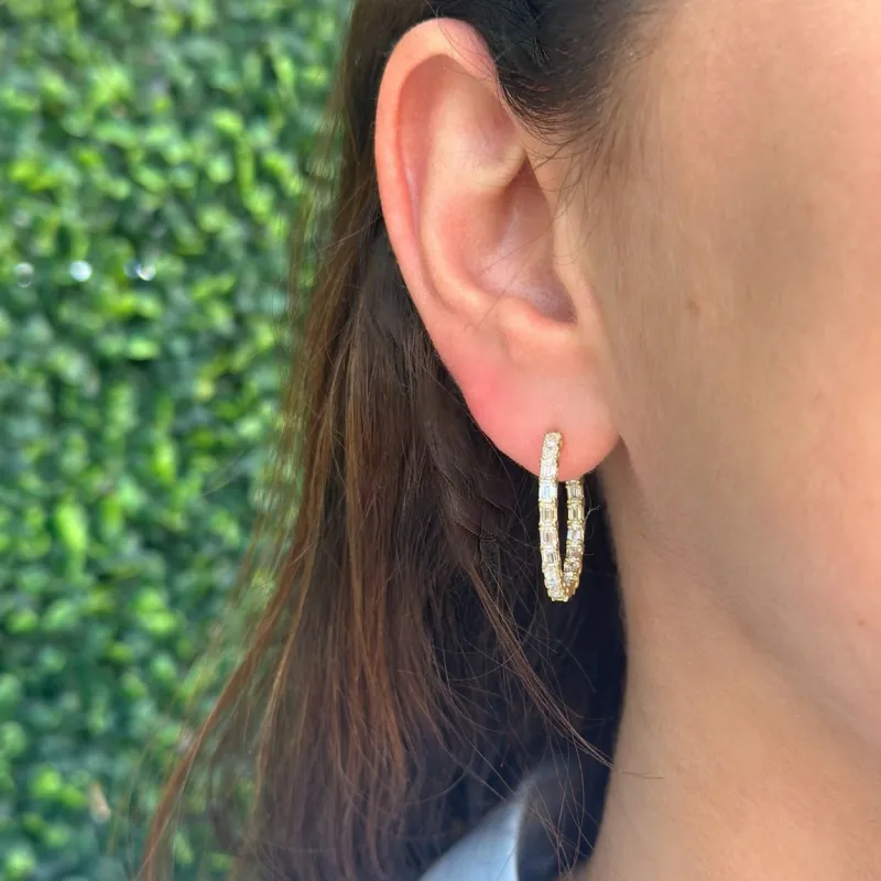 Emerald Cut Lab-Grown Diamond Inside Out Hoops sold by LINDSEY LEIGH JEWELRY