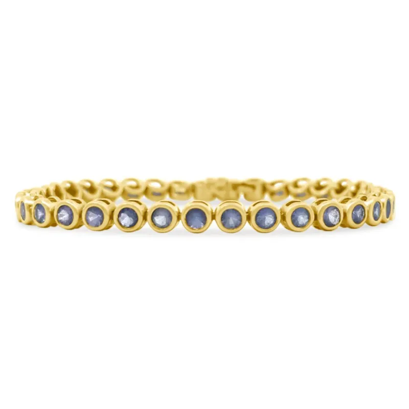 Bezel Set Round Gemstone Tennis Bracelet sold by LINDSEY LEIGH JEWELRY
