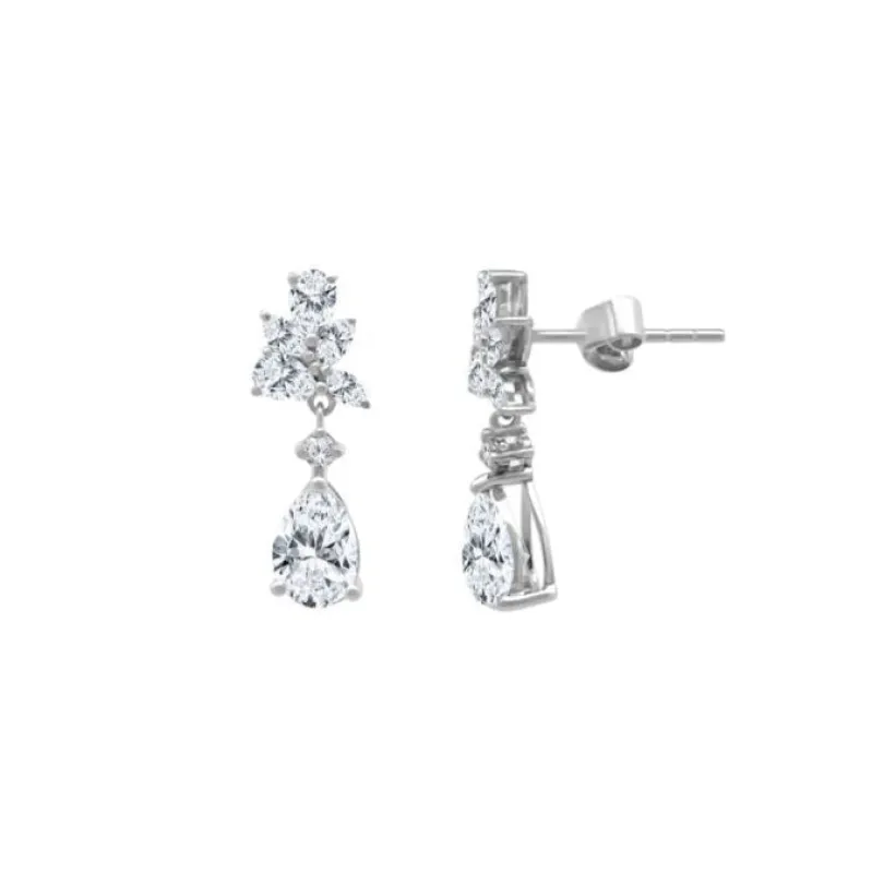 Dainty Pear Diamond Dangle Earrings sold by LINDSEY LEIGH JEWELRY