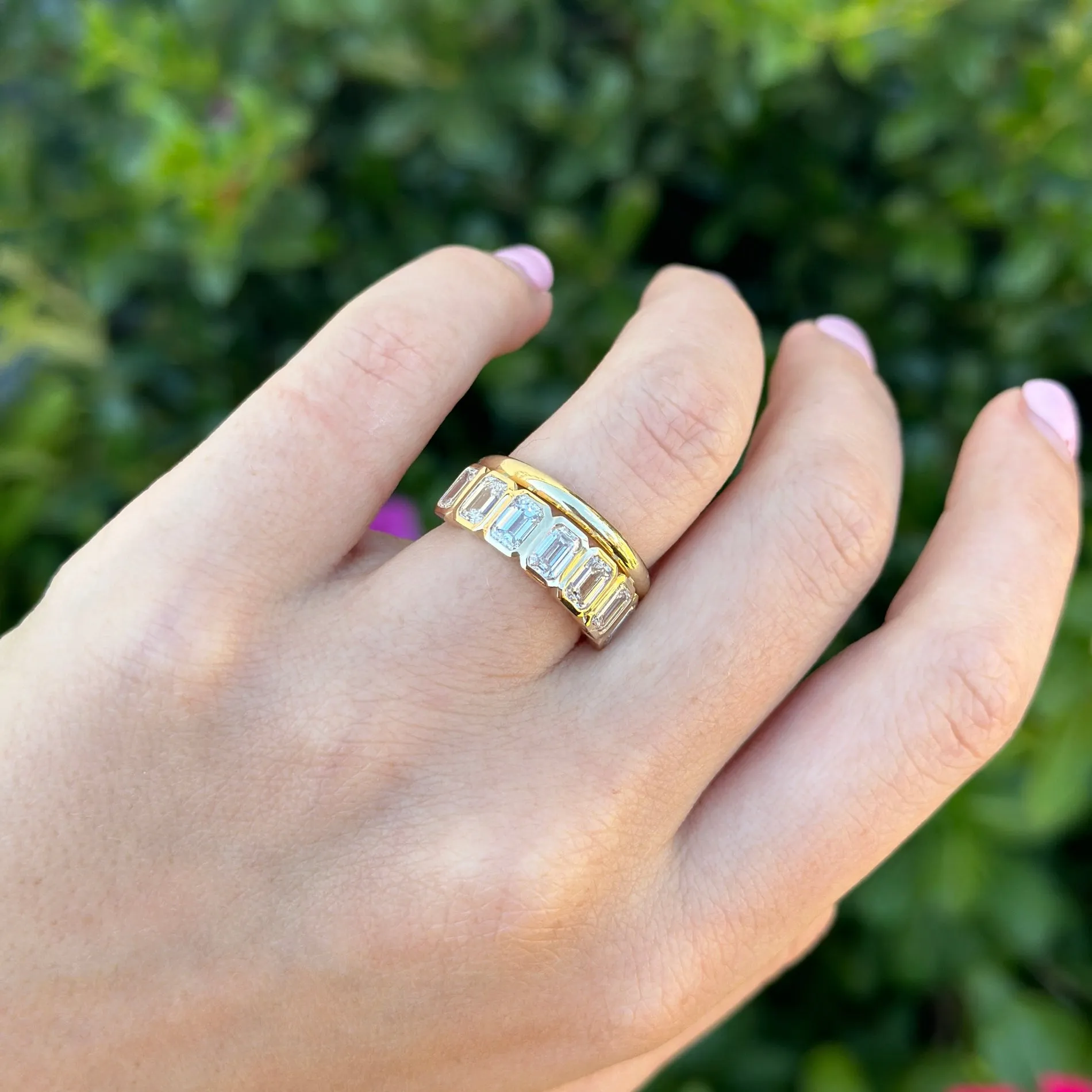 Emerald Cut Bezel Band - Lab Grown sold by LINDSEY LEIGH JEWELRY product image thumbnail 4