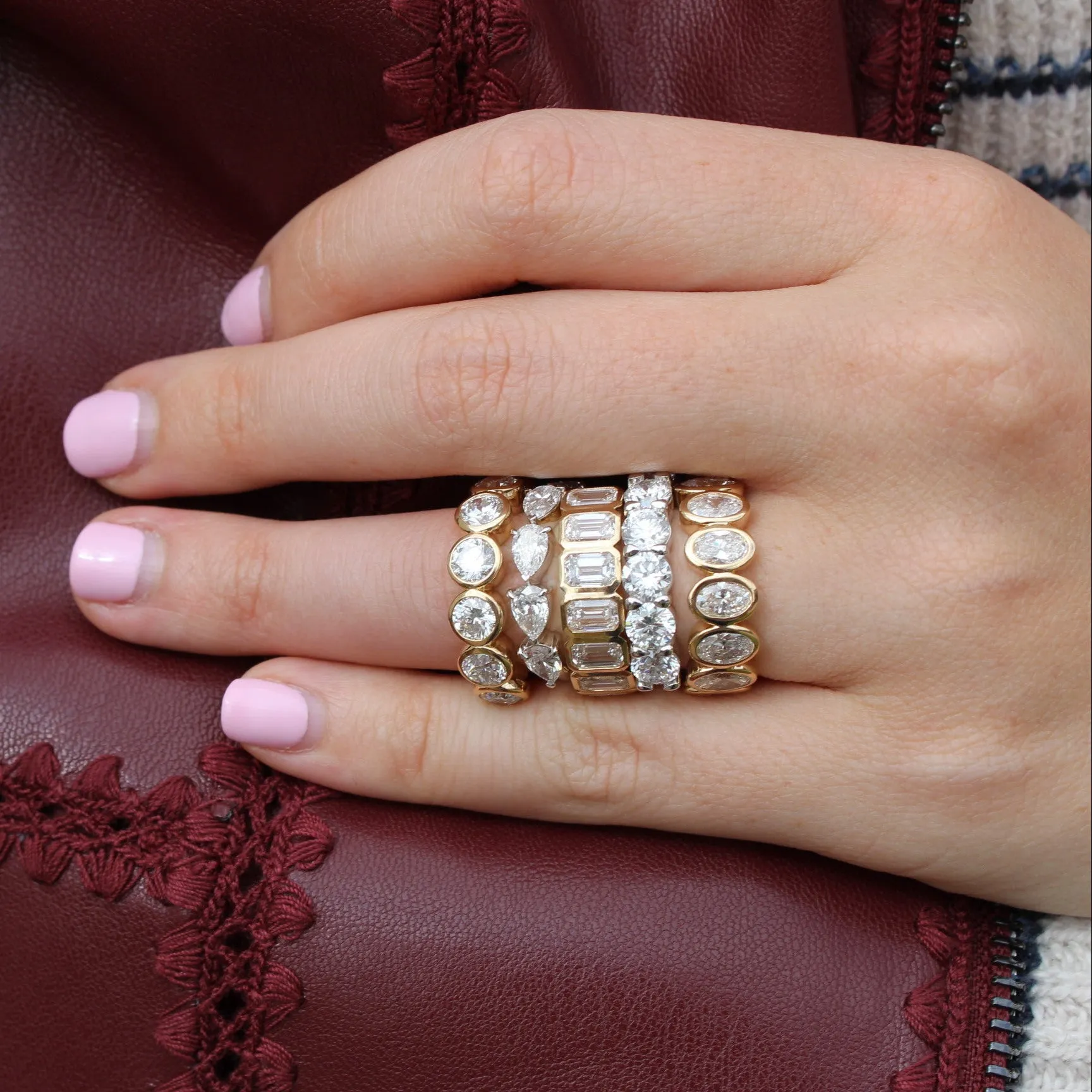 Emerald Cut Bezel Band - Lab Grown sold by LINDSEY LEIGH JEWELRY product image thumbnail 5