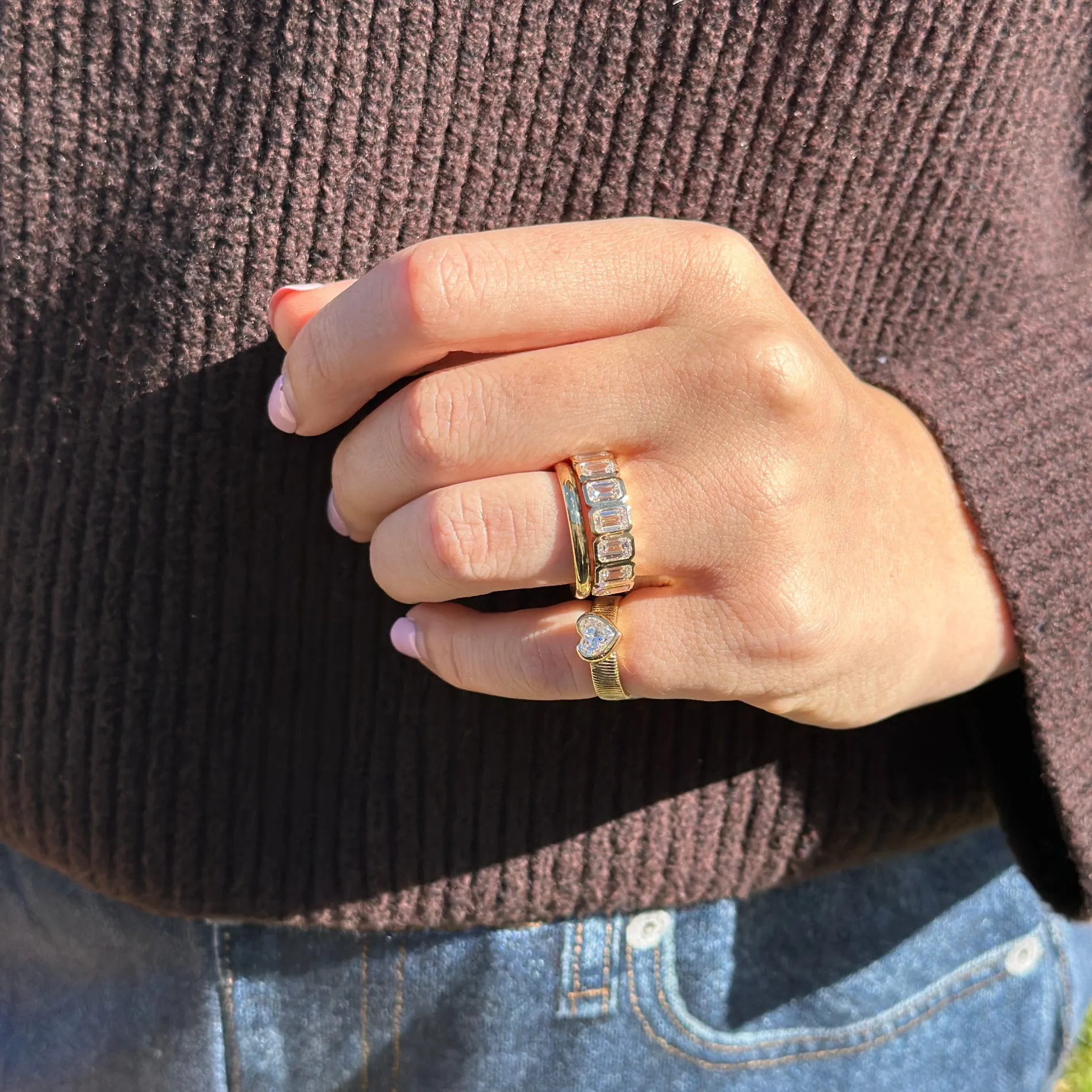 Emerald Cut Bezel Band - Lab Grown sold by LINDSEY LEIGH JEWELRY product image thumbnail 2