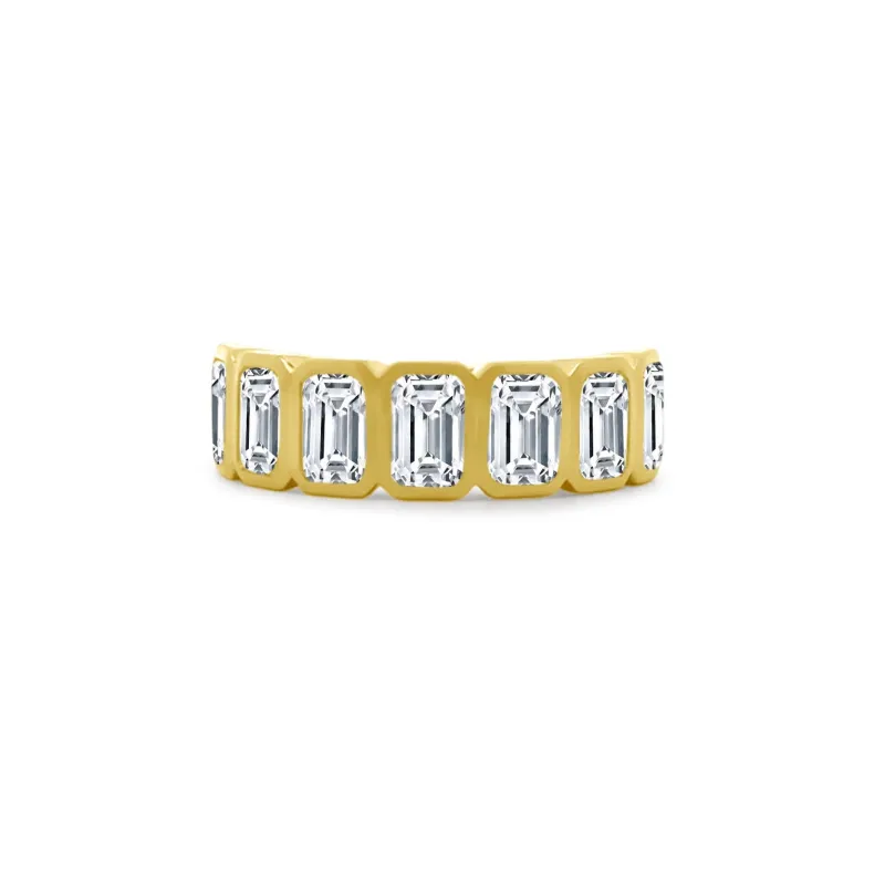 Emerald Cut Bezel Band - Lab Grown sold by LINDSEY LEIGH JEWELRY